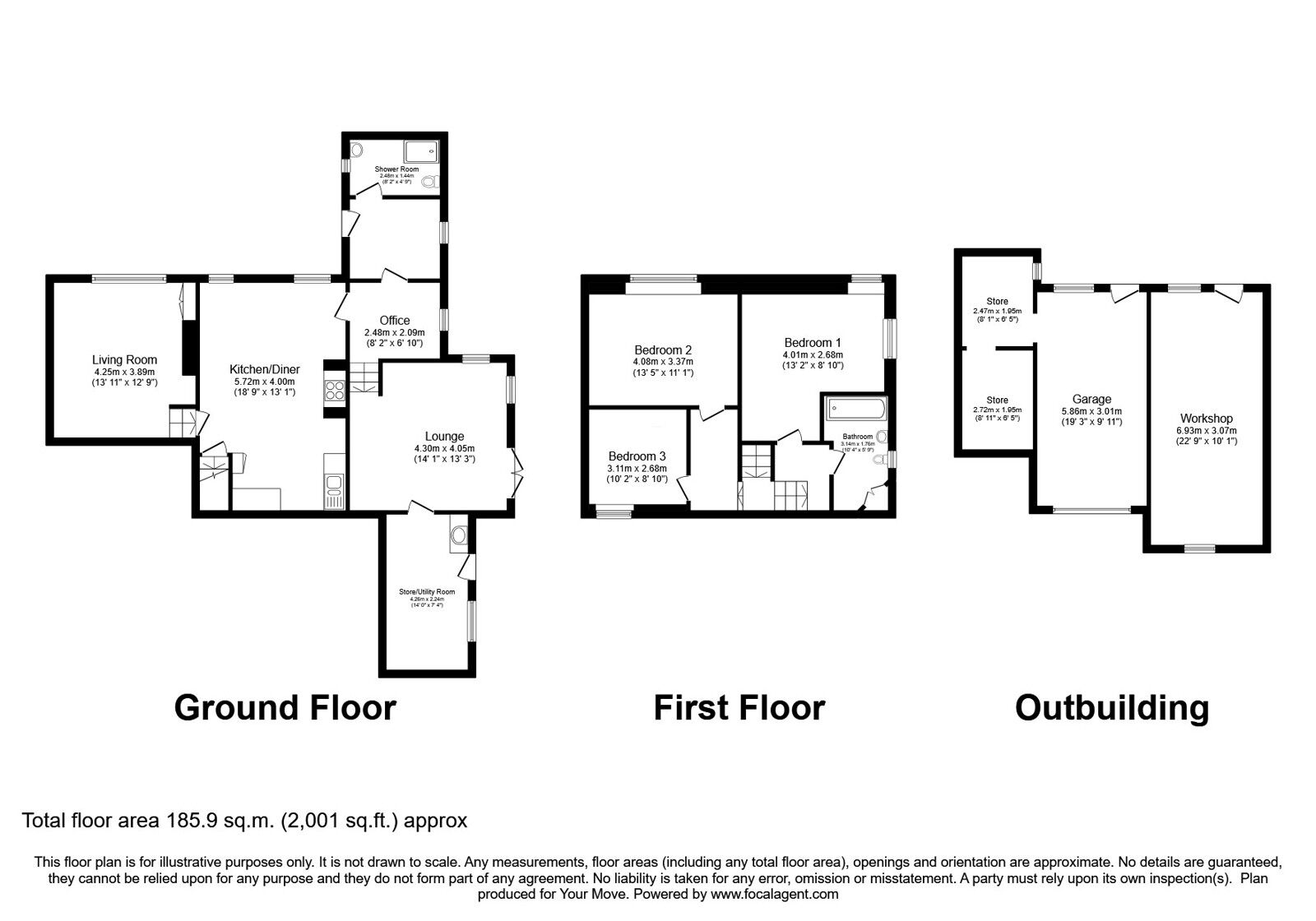 Floorplan of 3 bedroom Semi Detached Property for sale, Hainworth, Keighley, West Yorkshire, BD21