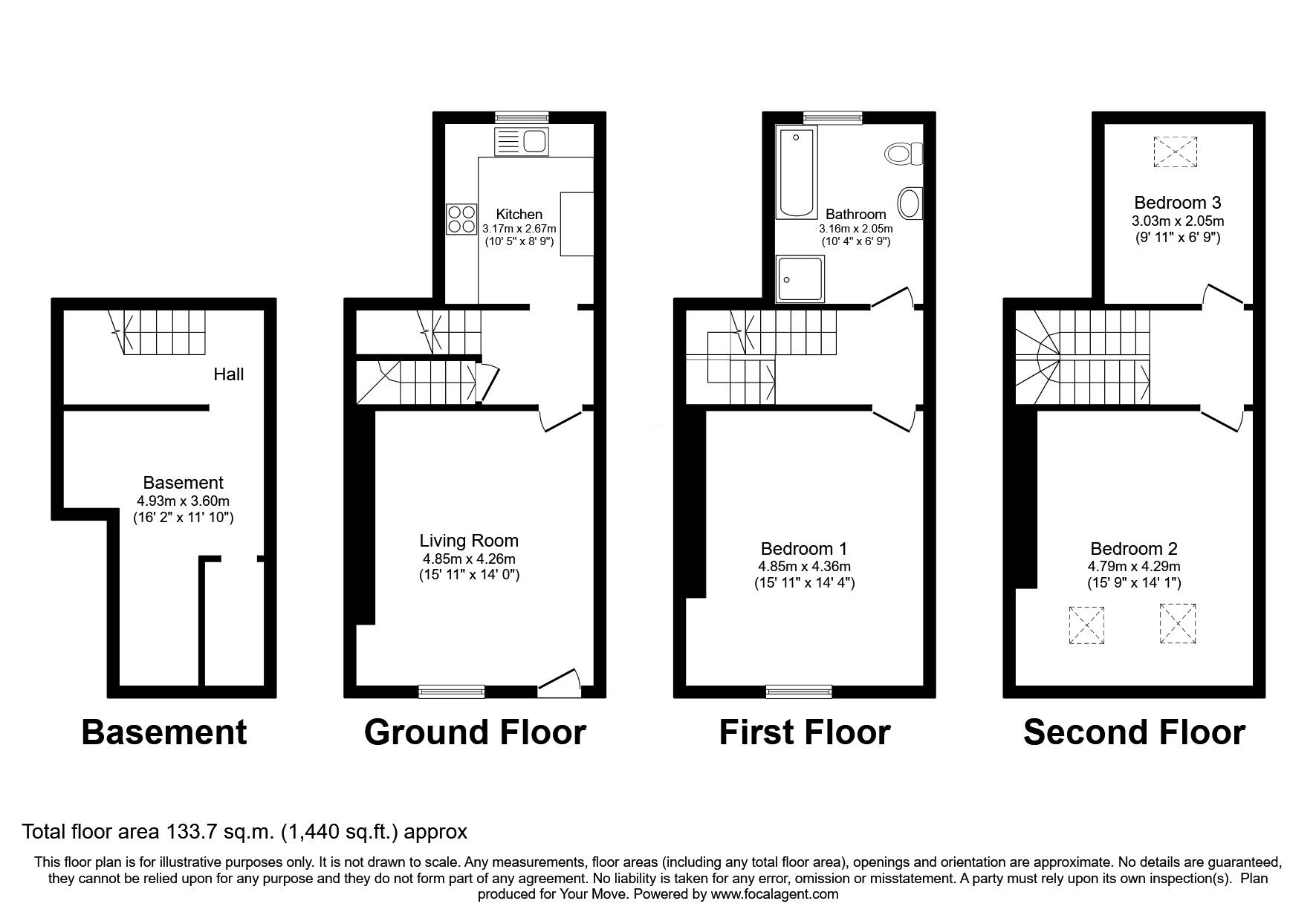 Floorplan of 3 bedroom Mid Terrace House for sale, Oak Grove, Keighley, West Yorkshire, BD21