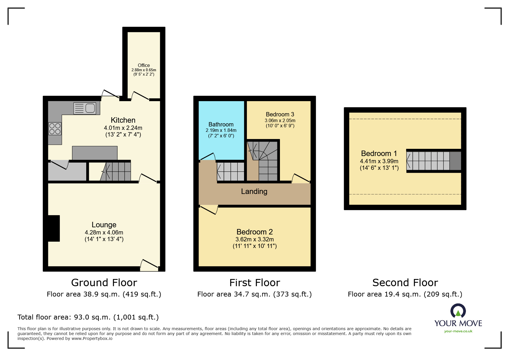 Floorplan of 3 bedroom Mid Terrace House to rent, Chelsea Street, Keighley, West Yorkshire, BD21