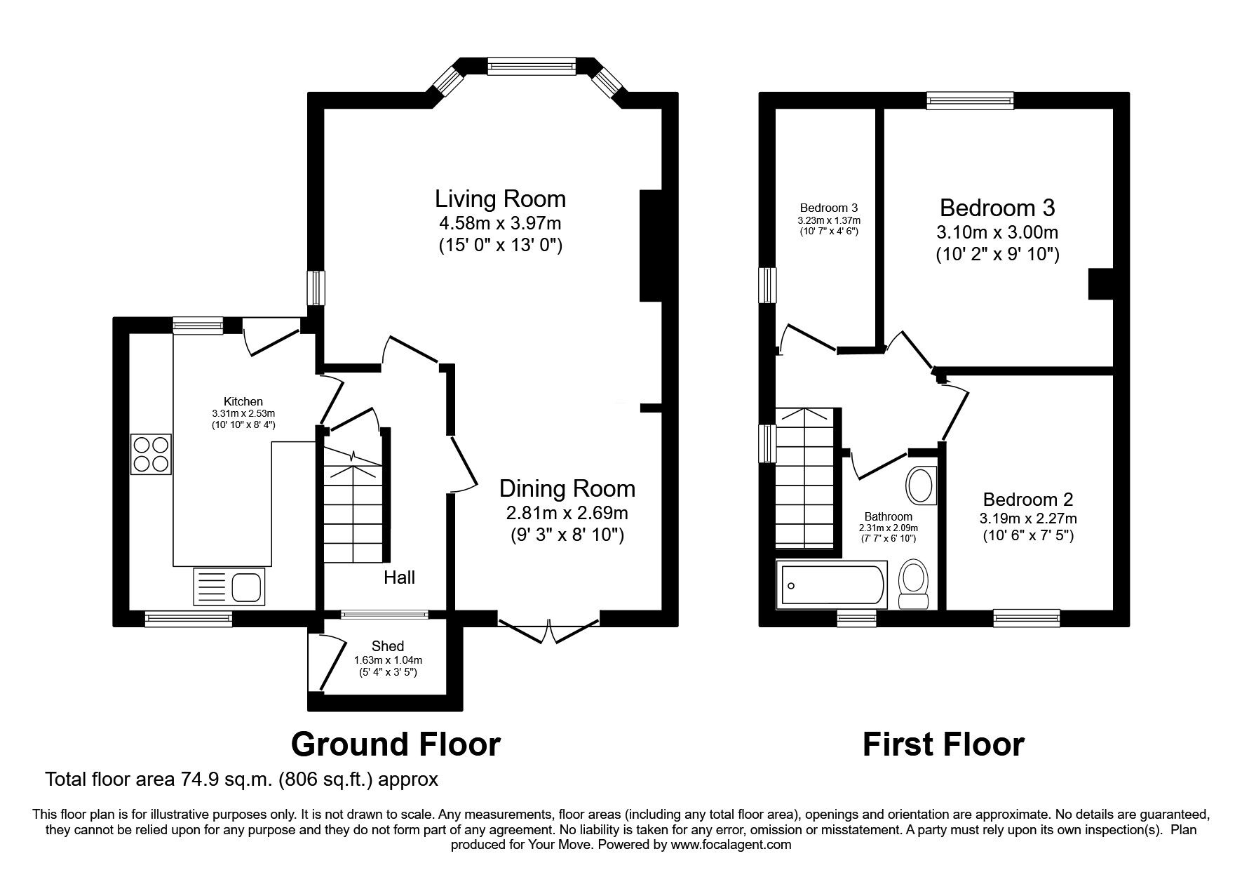 Floorplan of 3 bedroom Semi Detached House for sale, Exley Avenue, Keighley, West Yorkshire, BD21
