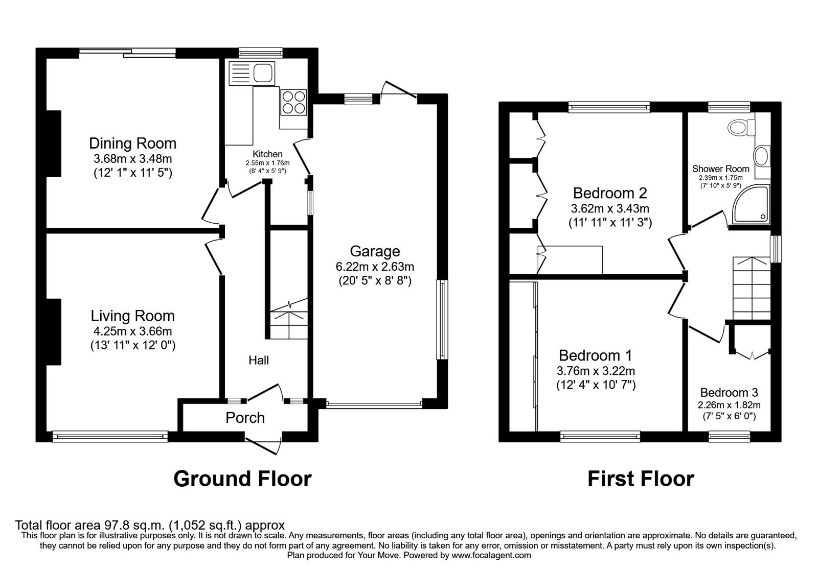 Floorplan of 3 bedroom Semi Detached House for sale, Goose Cote Lane, Oakworth, West Yorkshire, BD22
