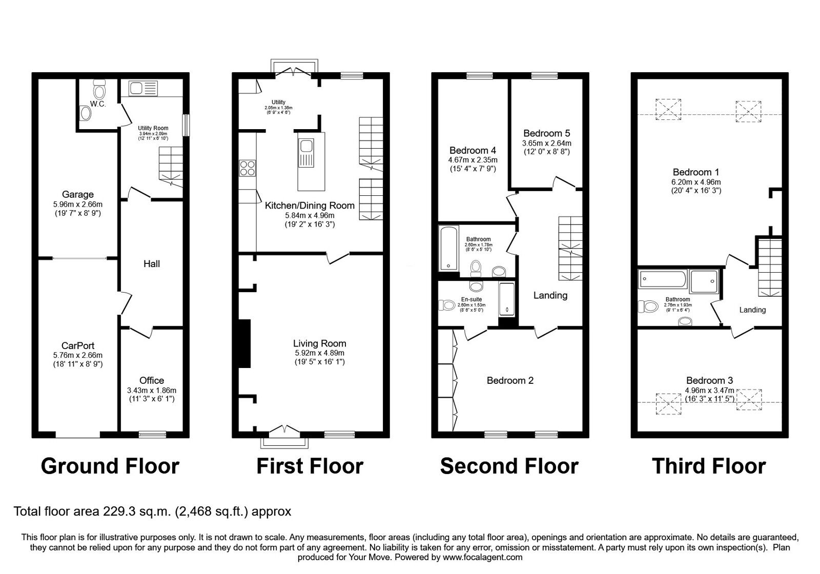 Floorplan of 5 bedroom Mid Terrace House for sale, Waterwheel Lane, Oakworth, West Yorkshire, BD22