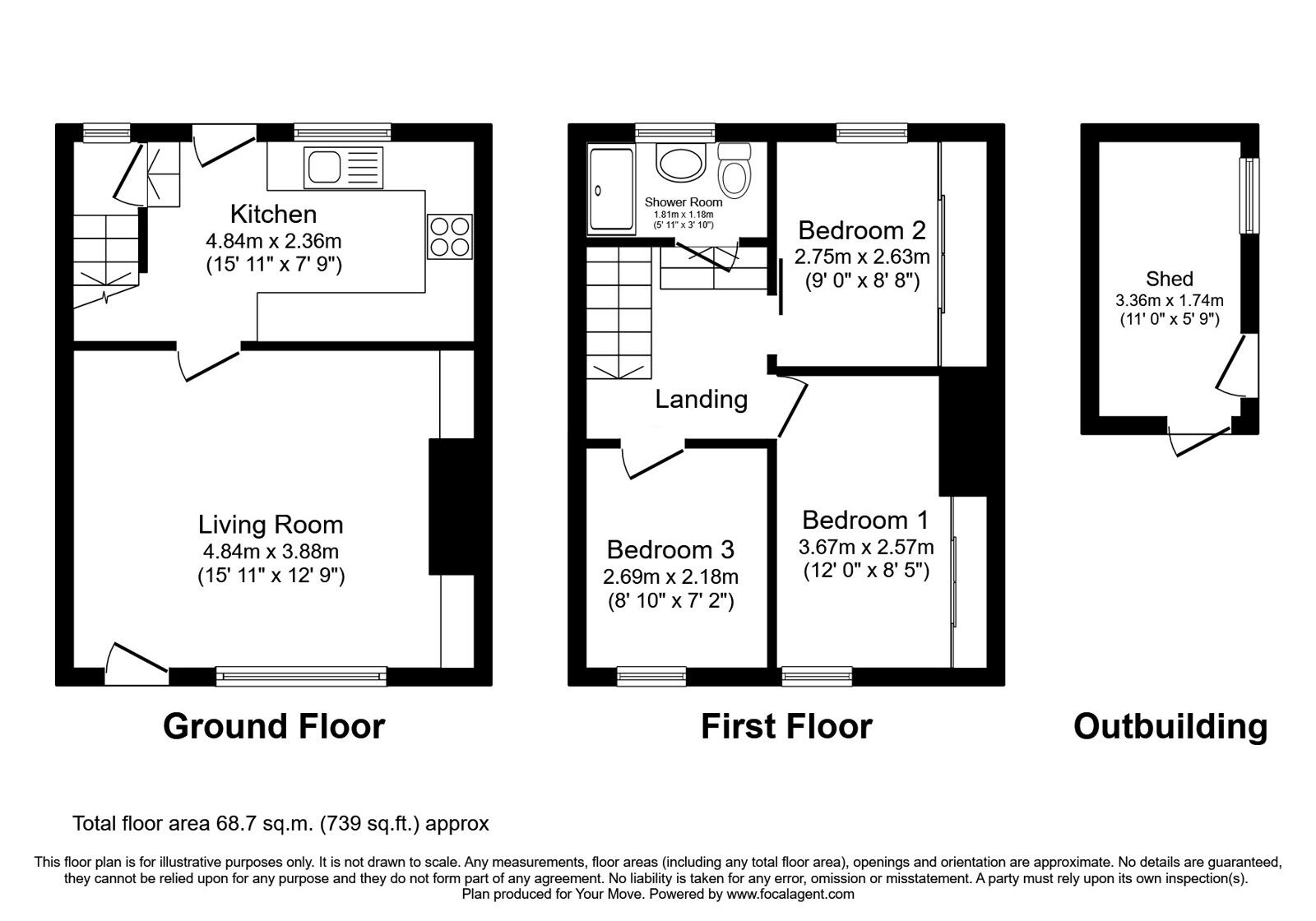 Floorplan of 3 bedroom Mid Terrace House for sale, Beech Street, Steeton, West Yorkshire, BD20