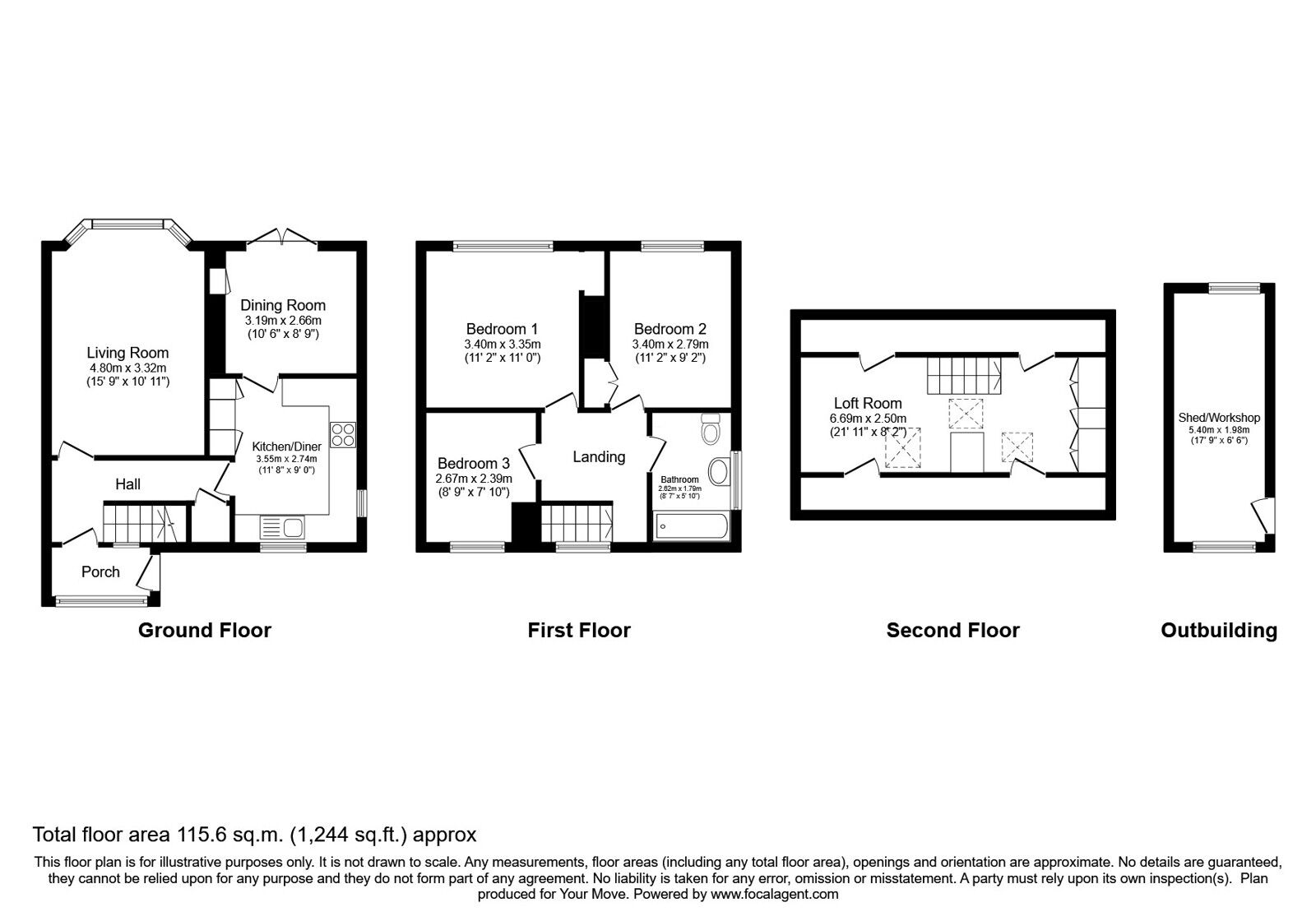 Floorplan of 3 bedroom End Terrace House for sale, Moorside Avenue, Eastburn, West Yorkshire, BD20