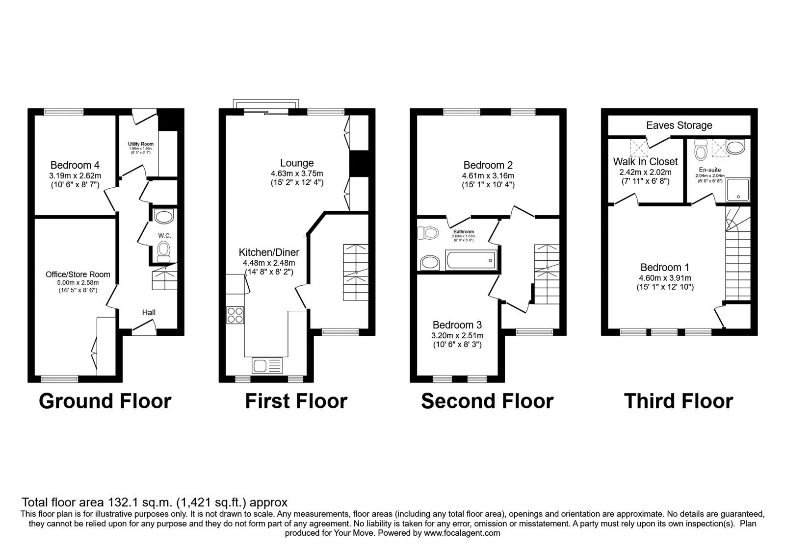 Floorplan of 4 bedroom Mid Terrace House for sale, Grove Mill Drive, Keighley, West Yorkshire, BD21