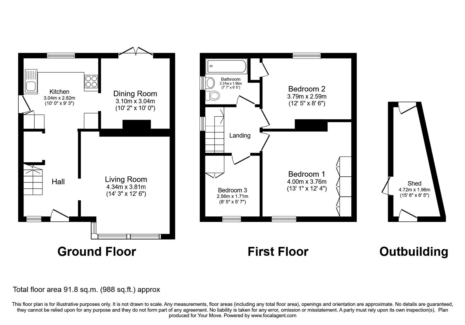 Floorplan of 3 bedroom Semi Detached House for sale, Bracken Bank Grove, Keighley, West Yorkshire, BD22