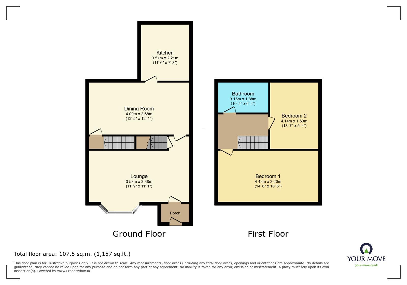 Floorplan of 2 bedroom Mid Terrace House to rent, Mitella Street, Burnley, Lancashire, BB10