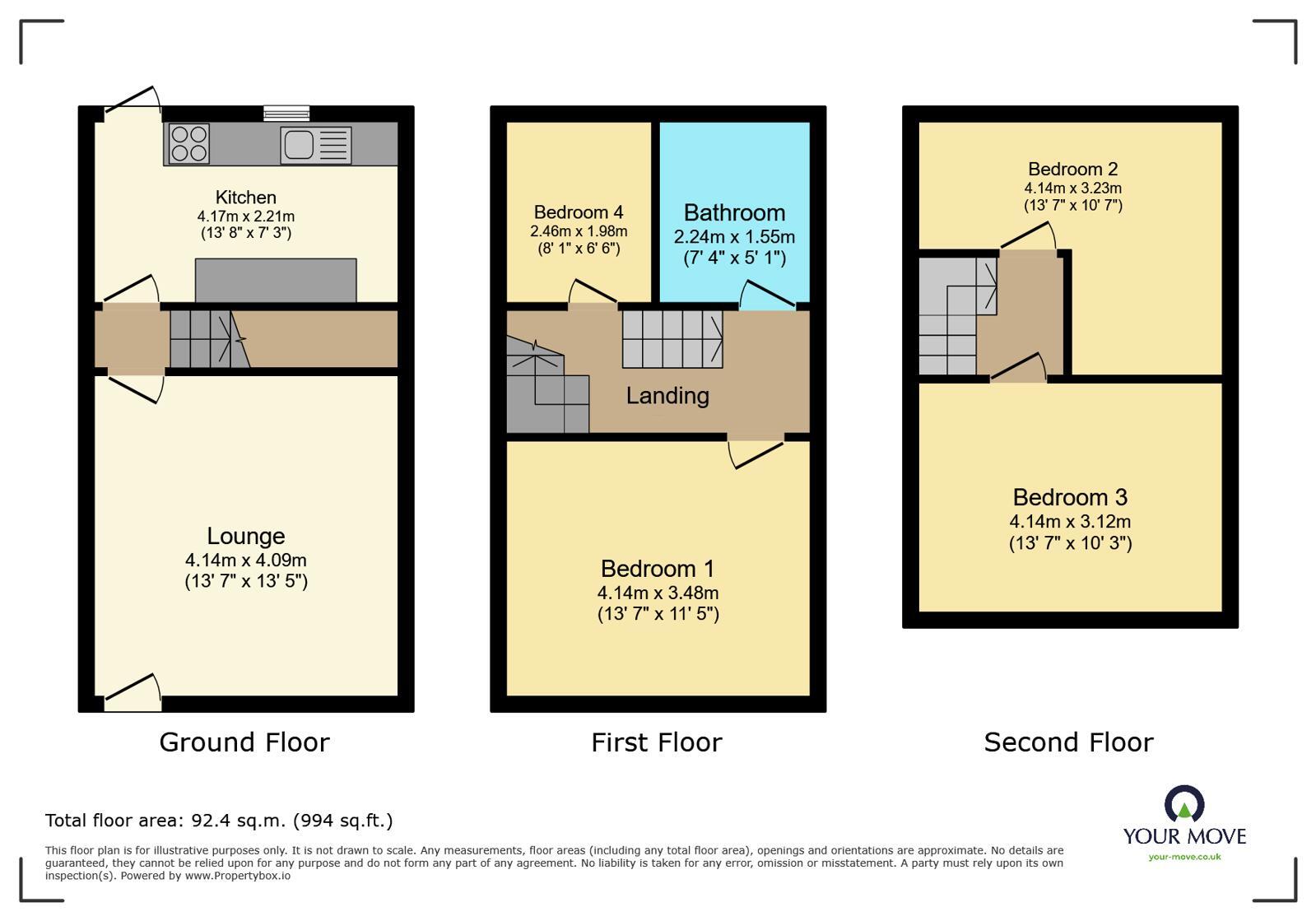 Floorplan of 4 bedroom Mid Terrace House to rent, Hird Street, Keighley, West Yorkshire, BD21