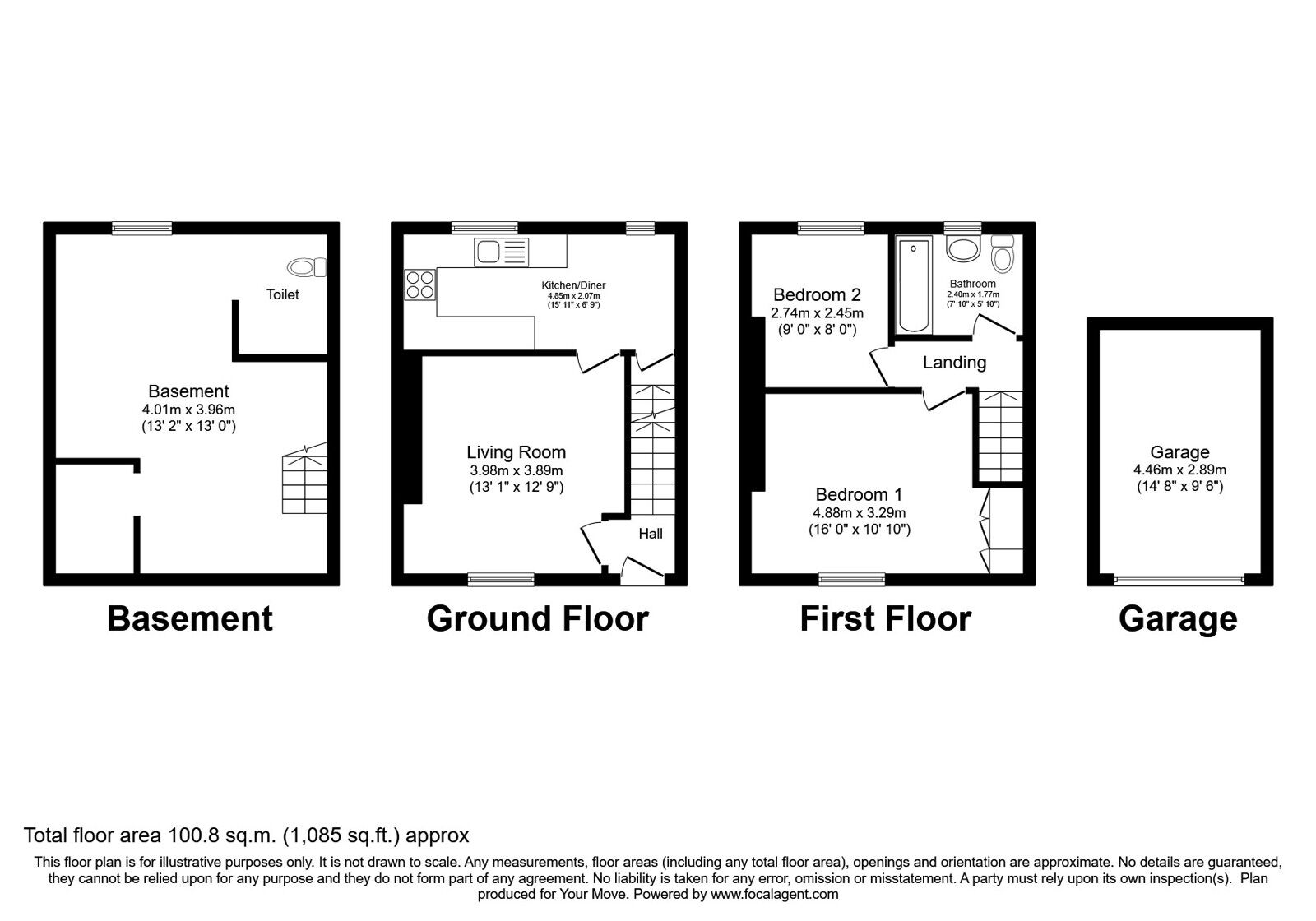 Floorplan of Mid Terrace House for sale, Hebden Road, Haworth, West Yorkshire, BD22