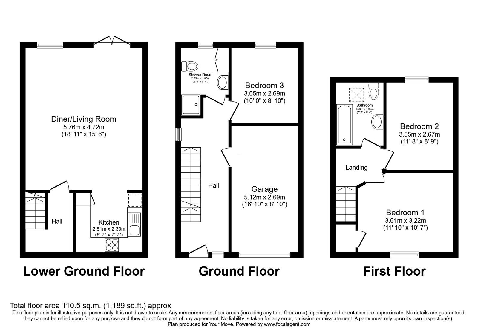 Floorplan of Mid Terrace House for sale, Rushy Fall Meadow, Keighley, West Yorkshire, BD22