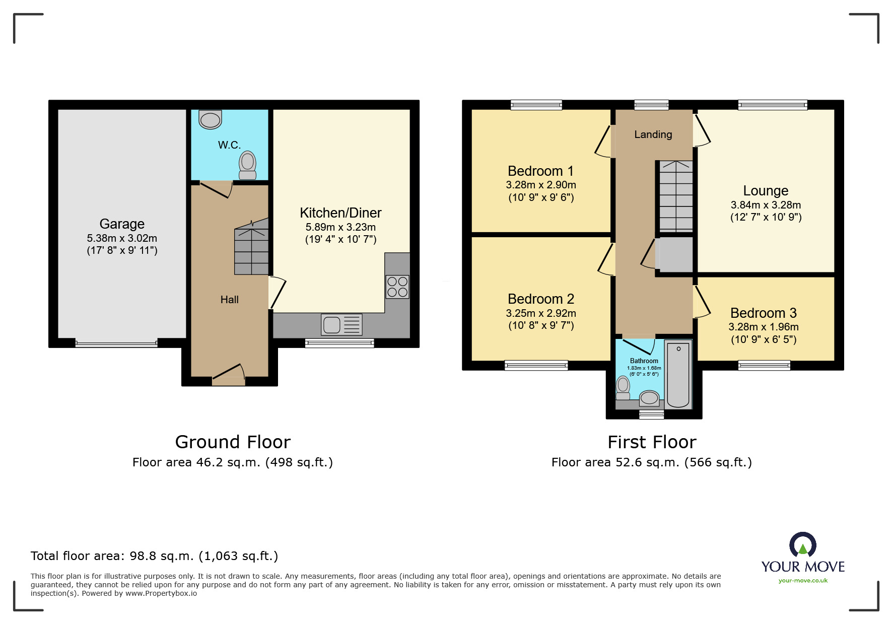 Floorplan of 3 bedroom Mid Terrace House to rent, Stockbridge Wharf, Riddlesden, West Yorkshire, BD20