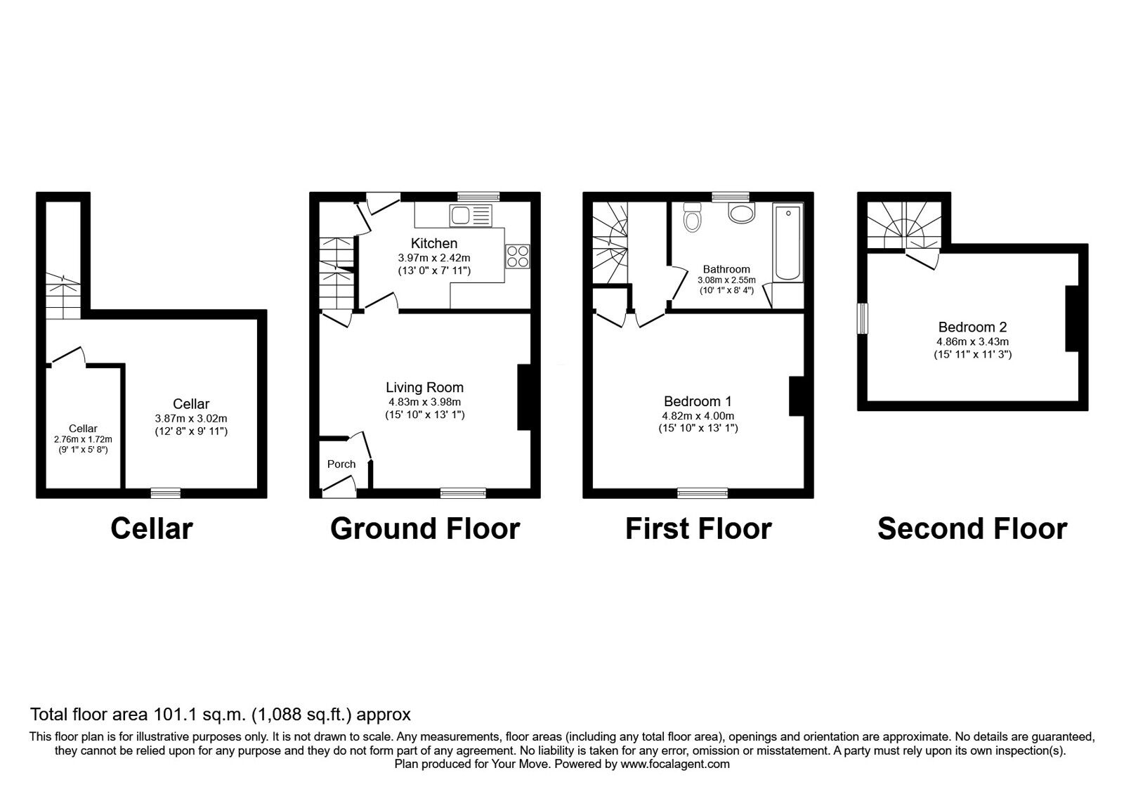 Floorplan of 2 bedroom End Terrace House for sale, Nile Street, Cross Roads, Keighley, BD22