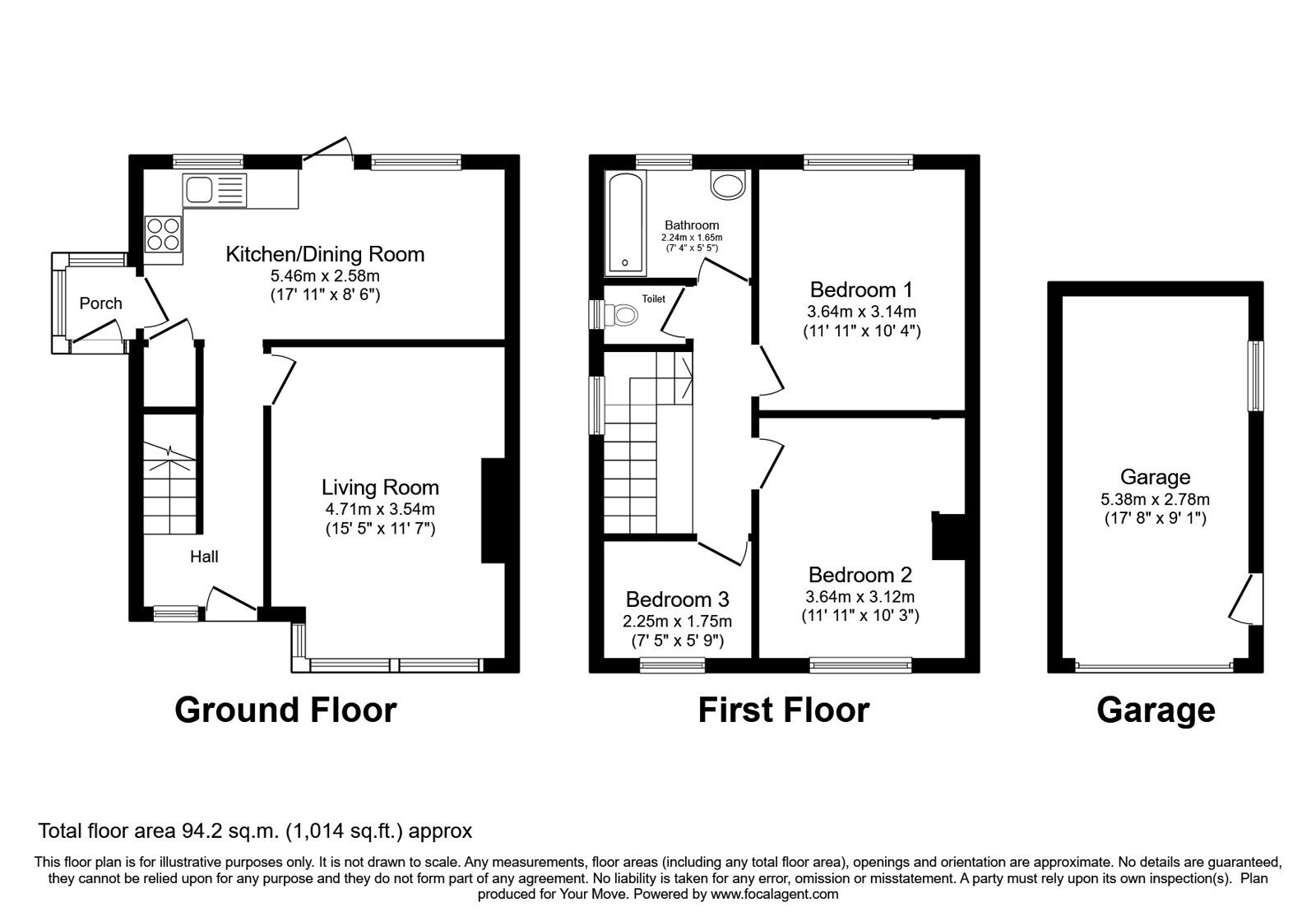 Floorplan of 3 bedroom Semi Detached House for sale, Goose Cote Way, Oakworth, West Yorkshire, BD22