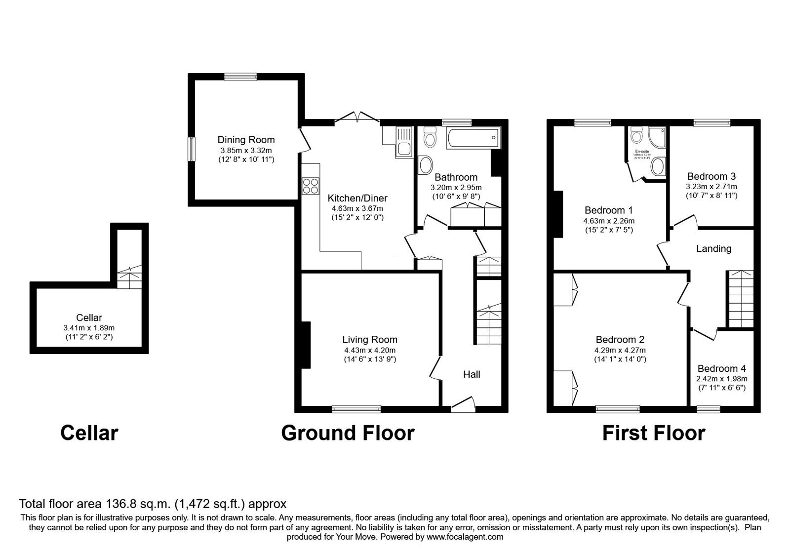 Floorplan of 4 bedroom Mid Terrace House for sale, Bridgehouse Lane, Haworth, West Yorkshire, BD22
