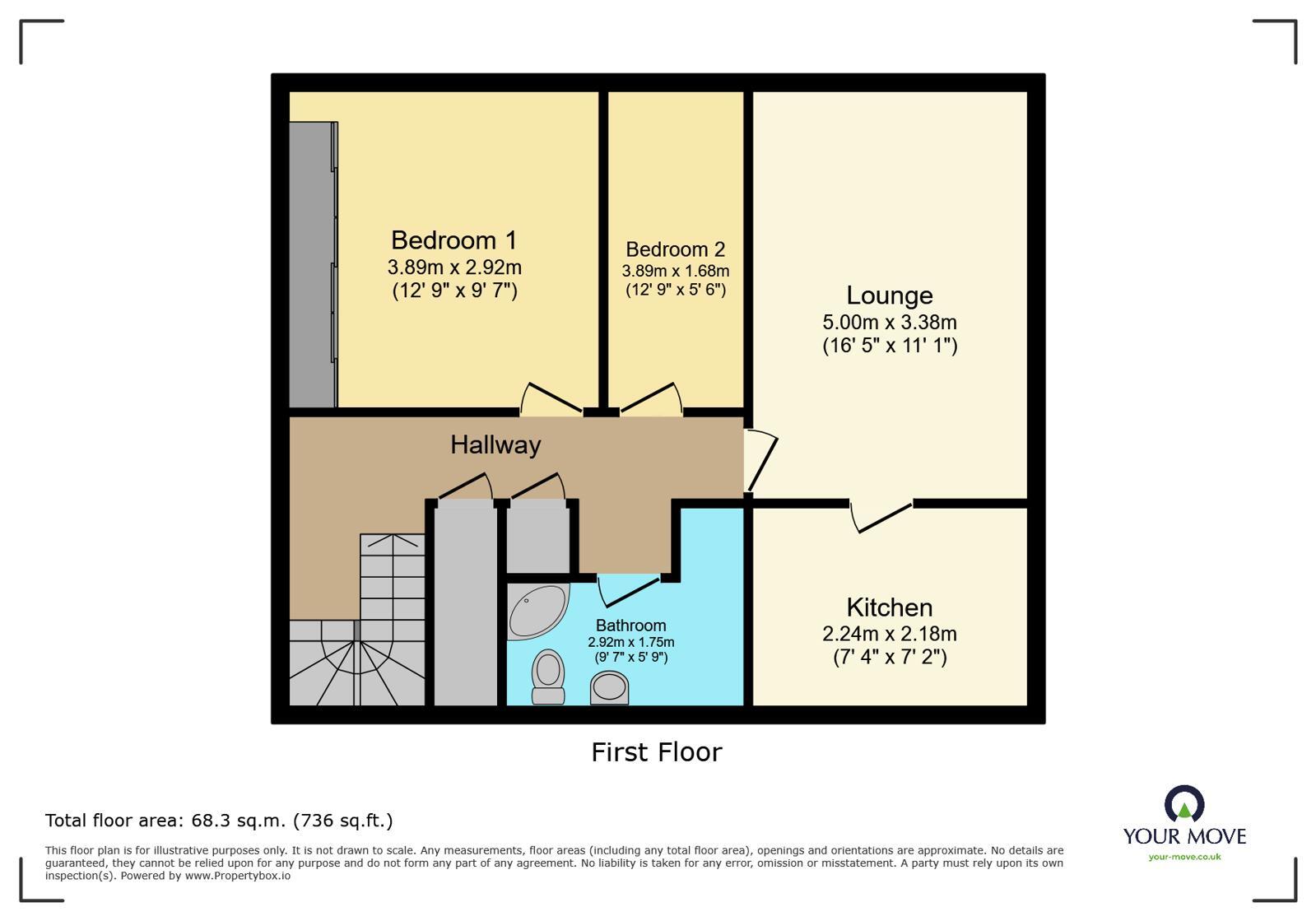 Floorplan of 2 bedroom Flat to rent, Carperley Crescent, Denholme, West Yorkshire, BD13