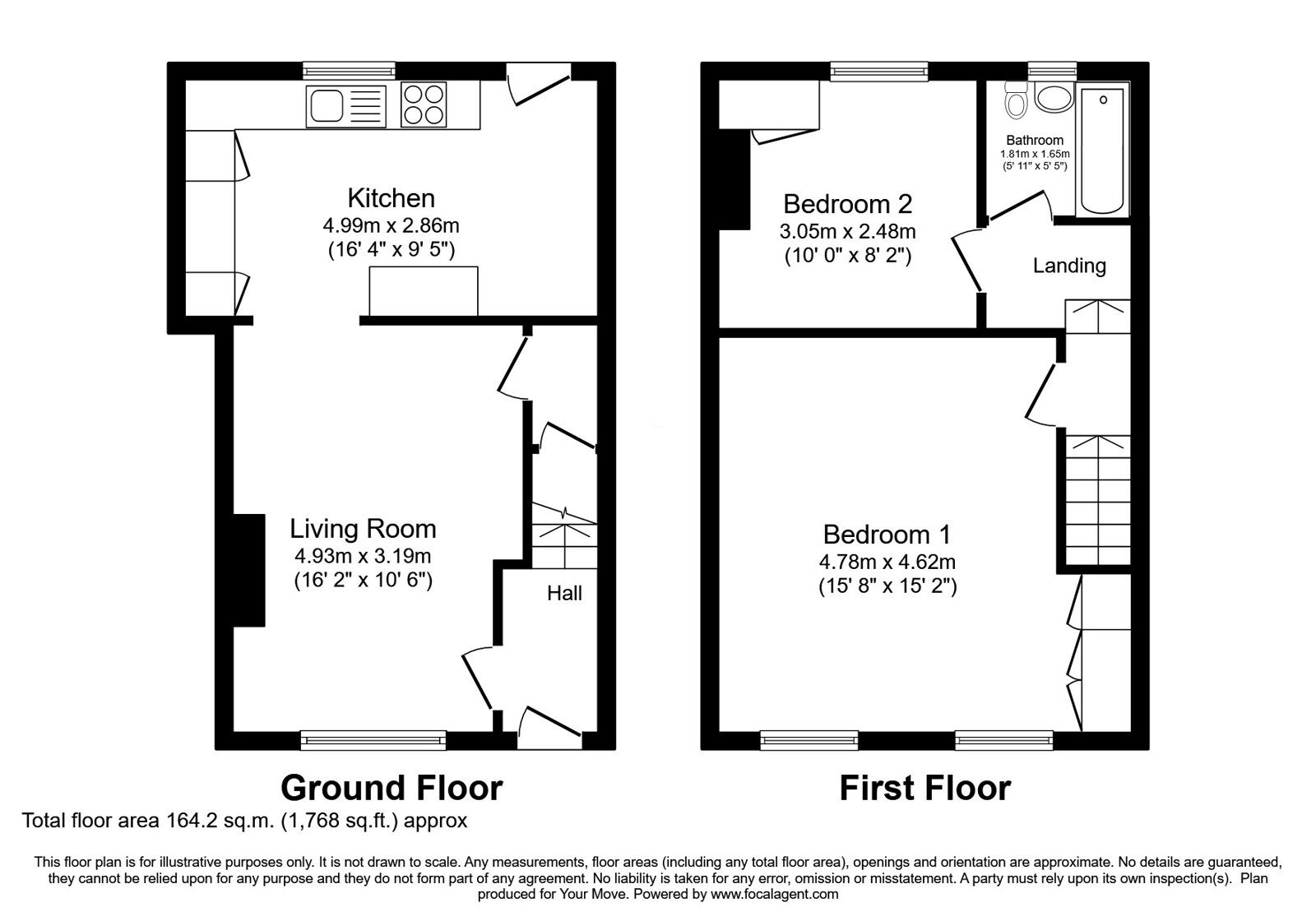 Floorplan of 2 bedroom Mid Terrace House for sale, Mill Lane, Oakworth, West Yorkshire, BD22