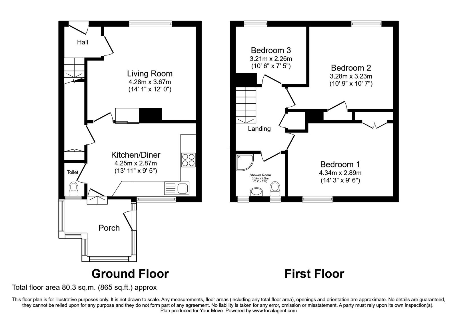 Floorplan of 3 bedroom Mid Terrace House for sale, St. Ives Grove, Harden, West Yorkshire, BD16