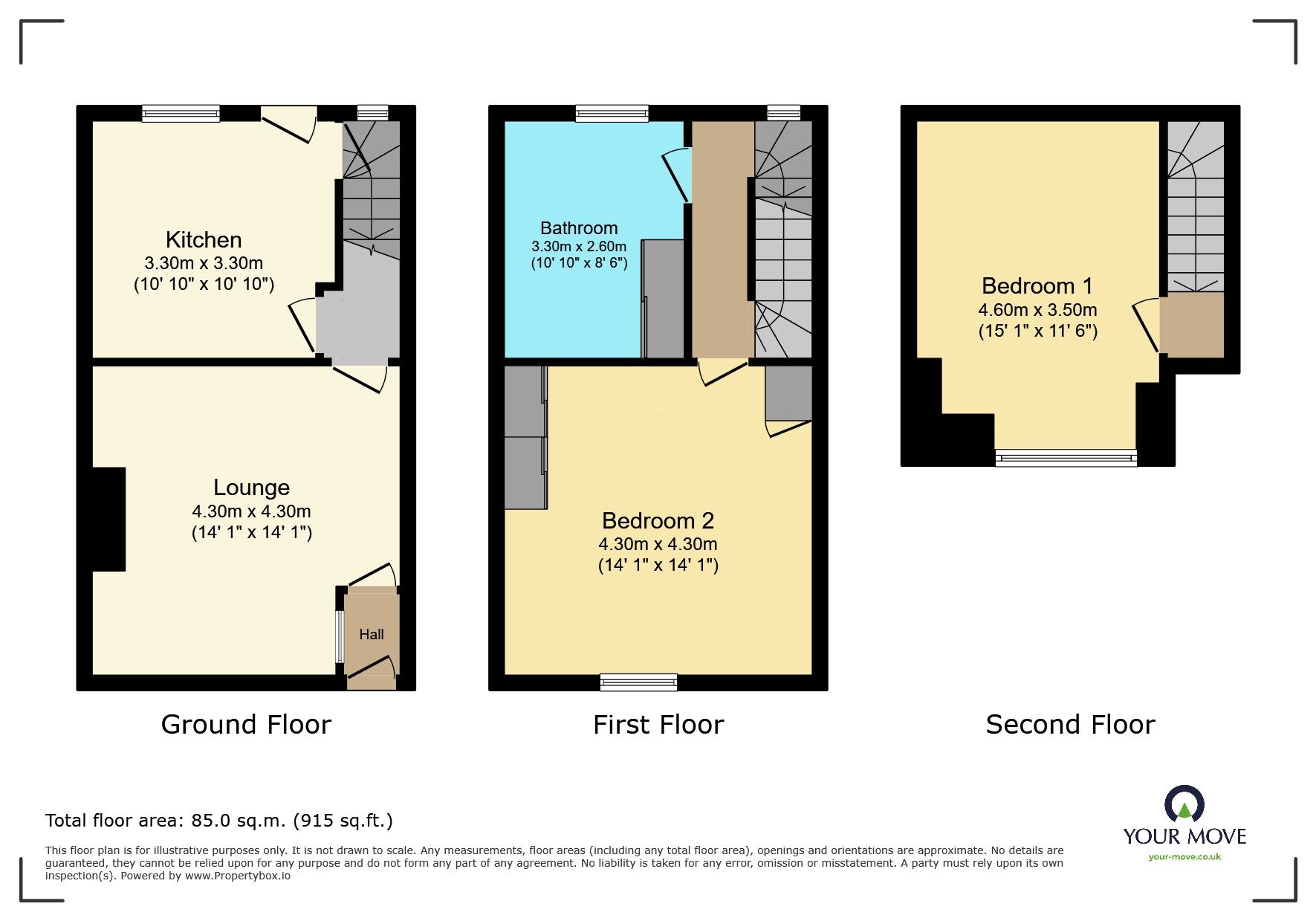 Floorplan of 2 bedroom Mid Terrace House to rent, Nashville Terrace, Keighley, West Yorkshire, BD22