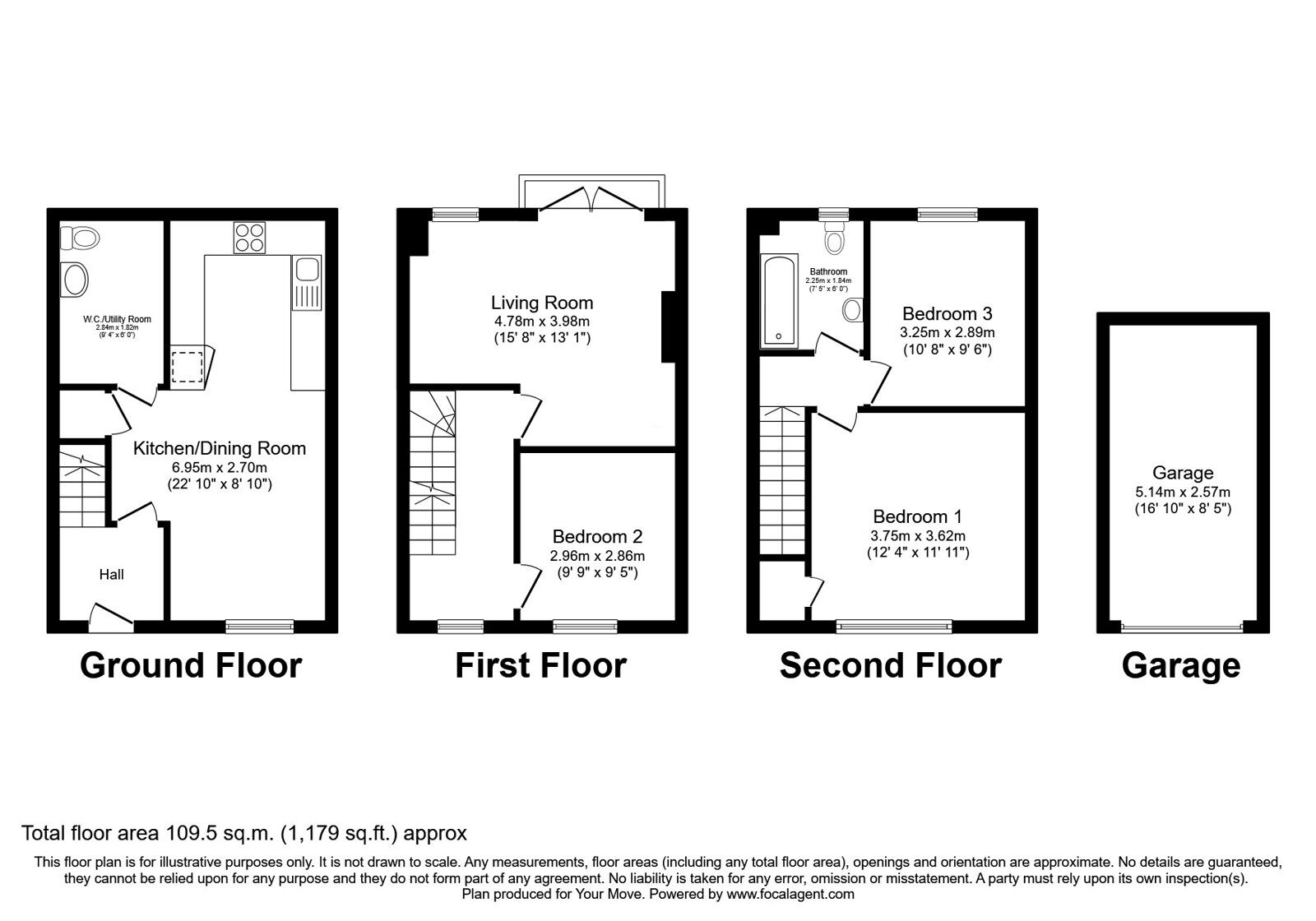 Floorplan of 3 bedroom Mid Terrace House for sale, Deans Laithe, Keighley, West Yorkshire, BD21