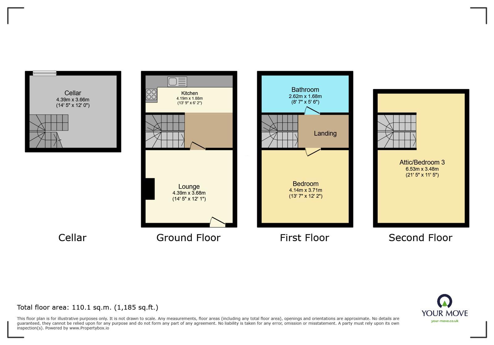 Floorplan of 2 bedroom Mid Terrace House to rent, Emerald Street, Keighley, West Yorkshire, BD22