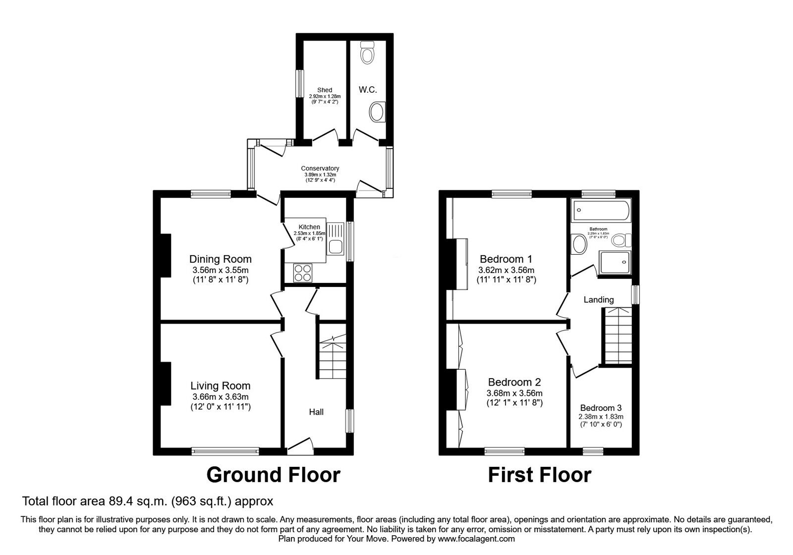 Floorplan of 3 bedroom Semi Detached House for sale, Slaymaker Lane, Oakworth, West Yorkshire, BD22