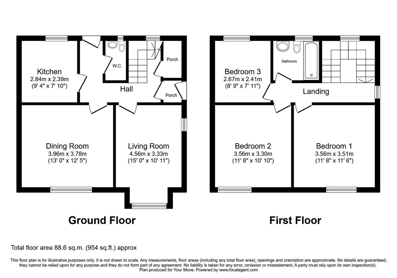 Floorplan of 3 bedroom Semi Detached House for sale, Barley Cote Grove, Riddlesden, West Yorkshire, BD20