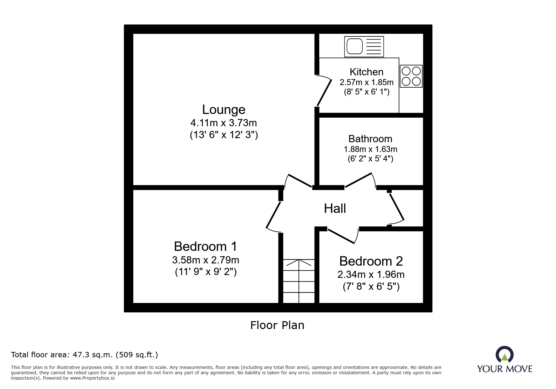 Floorplan of 2 bedroom Flat to rent, Ascot Parade, Bradford, West Yorkshire, BD7