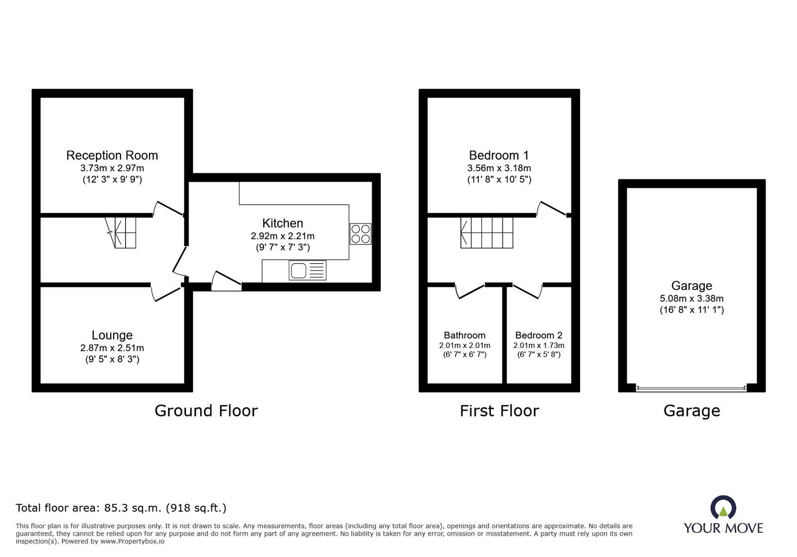 Floorplan of 2 bedroom Link Detached House to rent, Intake, Keighley, West Yorkshire, BD22