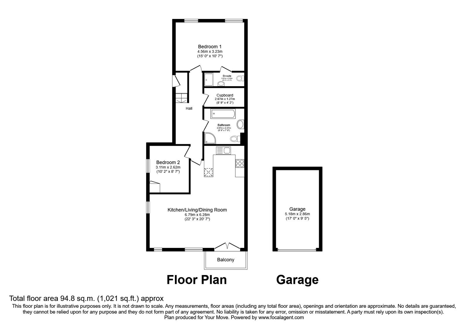 Floorplan of 2 bedroom Flat for sale, Charles Court, Station Road, Keighley, BD22