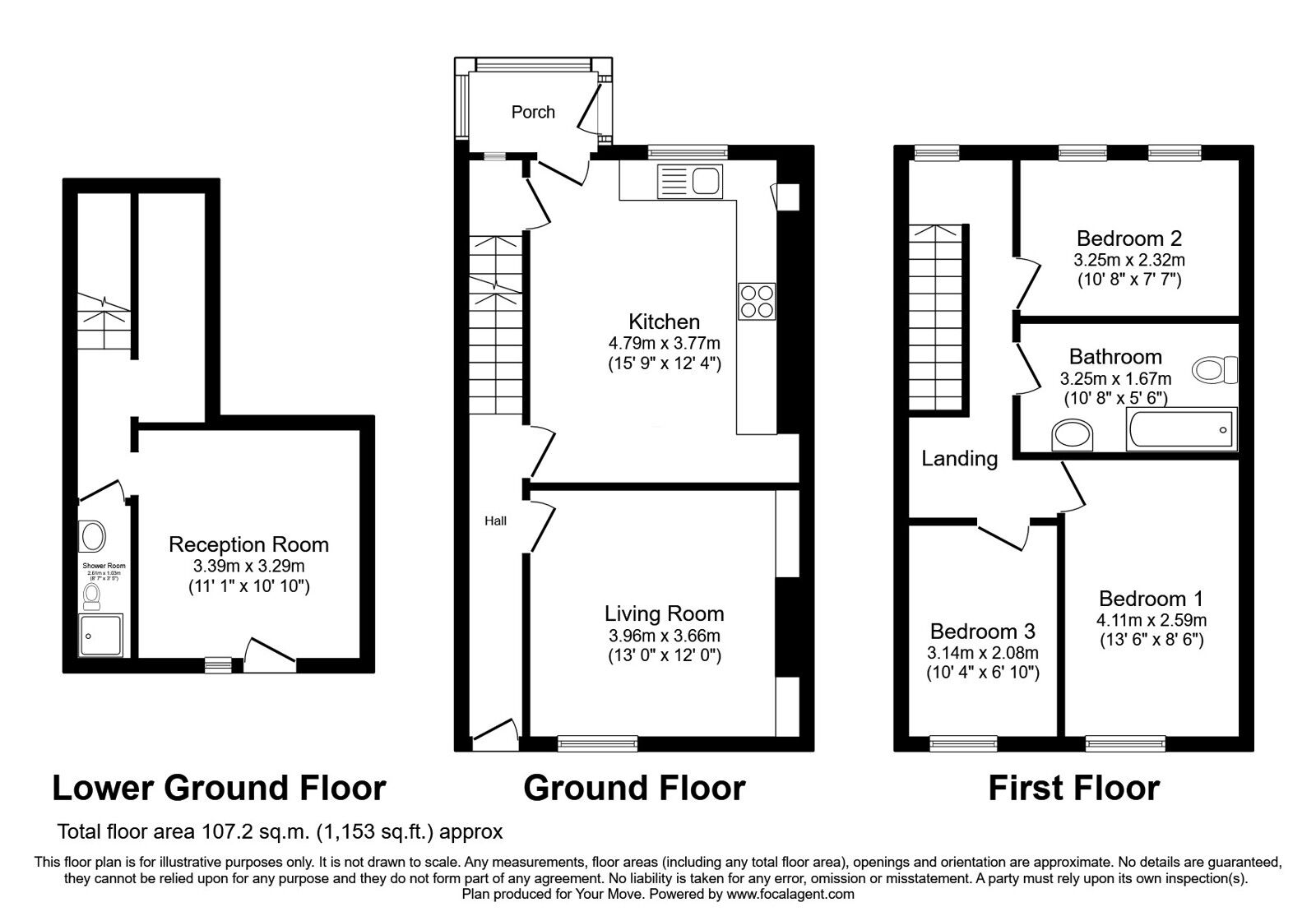 Floorplan of 4 bedroom Mid Terrace House for sale, Mount View, Oakworth, West Yorkshire, BD22