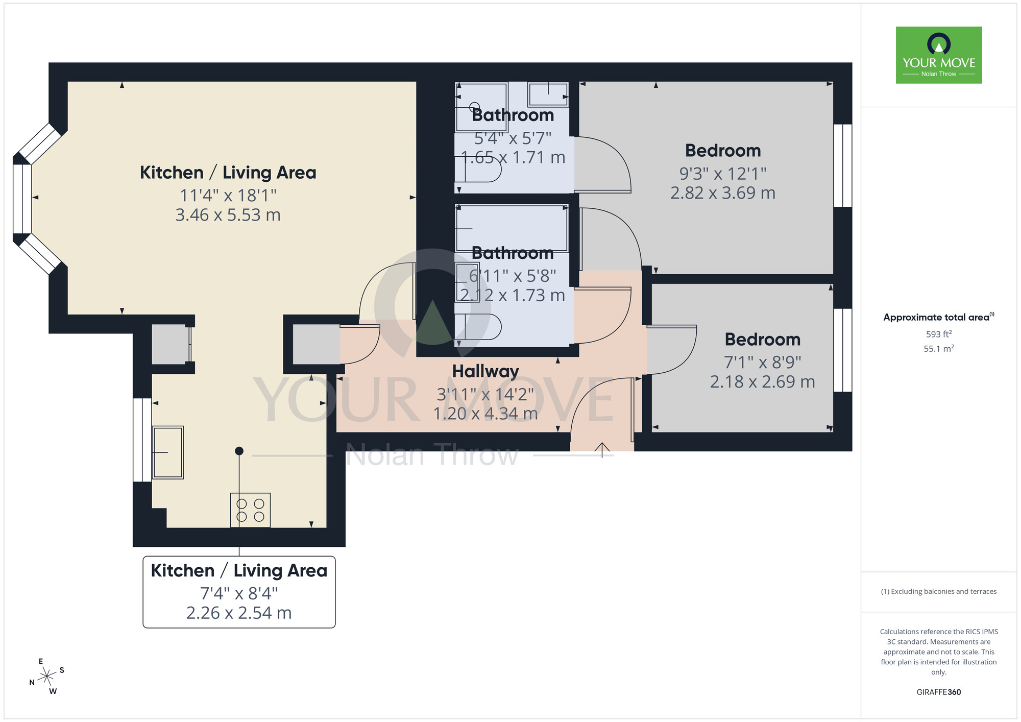 Floorplan of 2 bedroom Flat to rent, Flat 8 Cedar Gate Manning Road, Moulton, Northampton, NN3