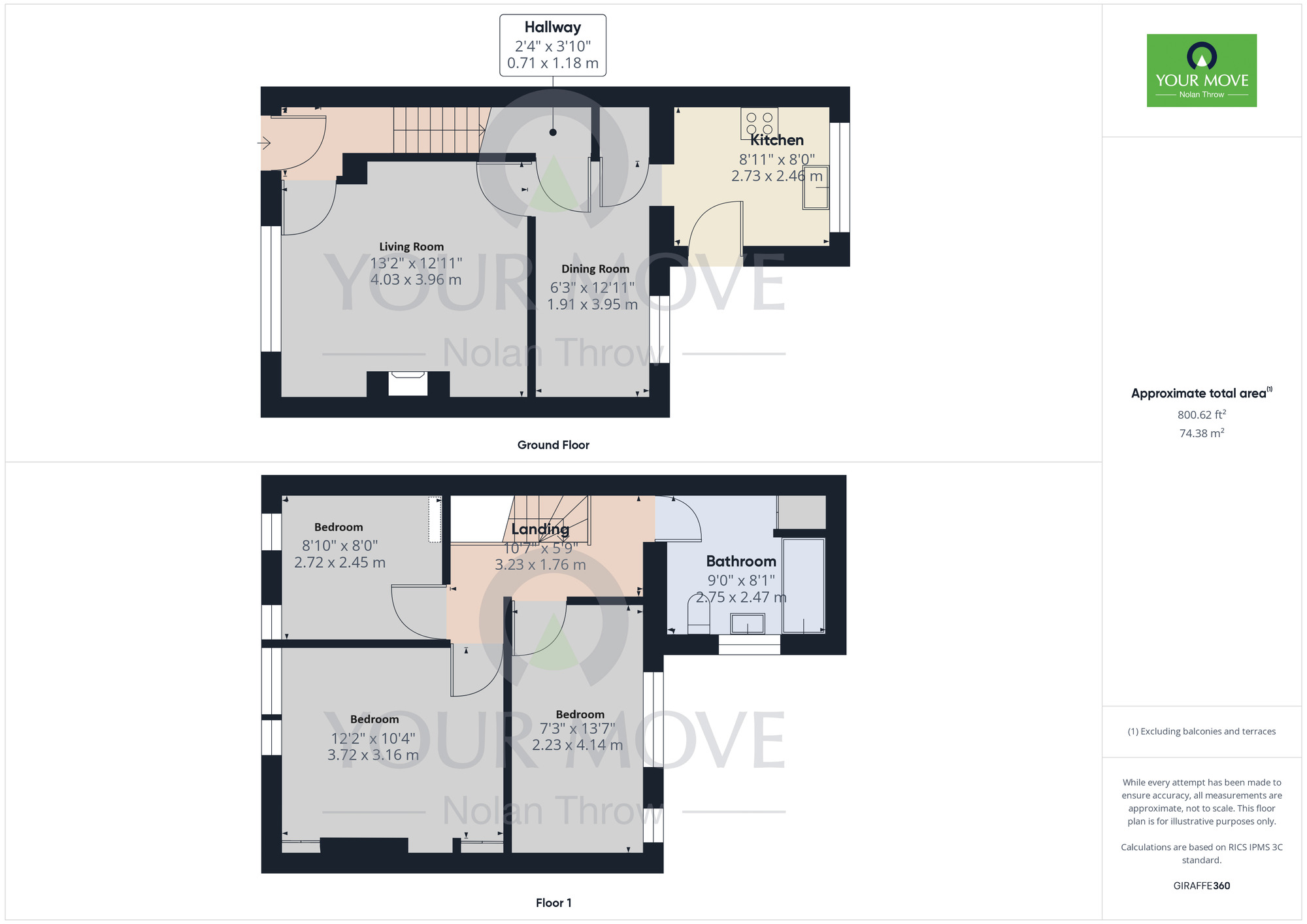 Floorplan of 3 bedroom Mid Terrace House to rent, Barnwell Road, Kingsthorpe, Northampton, NN2