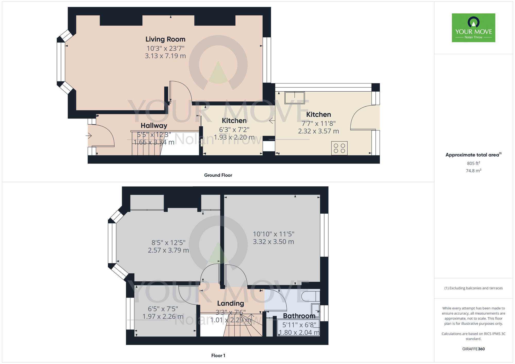 Floorplan of 3 bedroom Mid Terrace House for sale, Cartwright Road, Kingsthorpe Hollow, Northampton, Northamptonshire, NN2