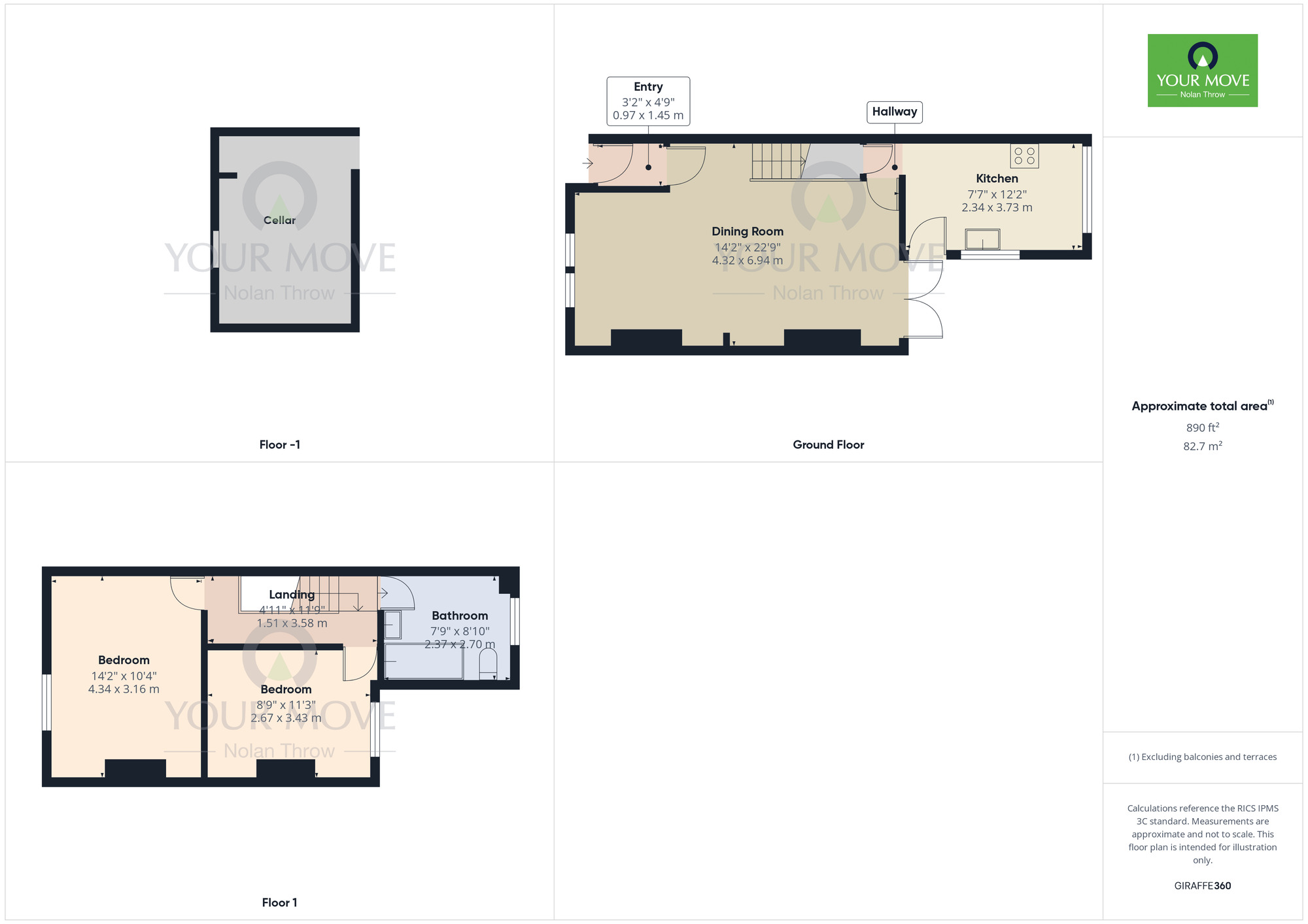 Floorplan of 2 bedroom Mid Terrace House to rent, Bective Road, Northampton, Northamptonshire, NN2