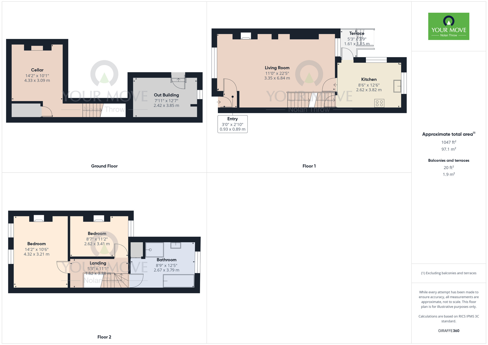 Floorplan of 2 bedroom Mid Terrace House for sale, Stanhope Road, Kingsthorpe Hollow, Northampton, NN2