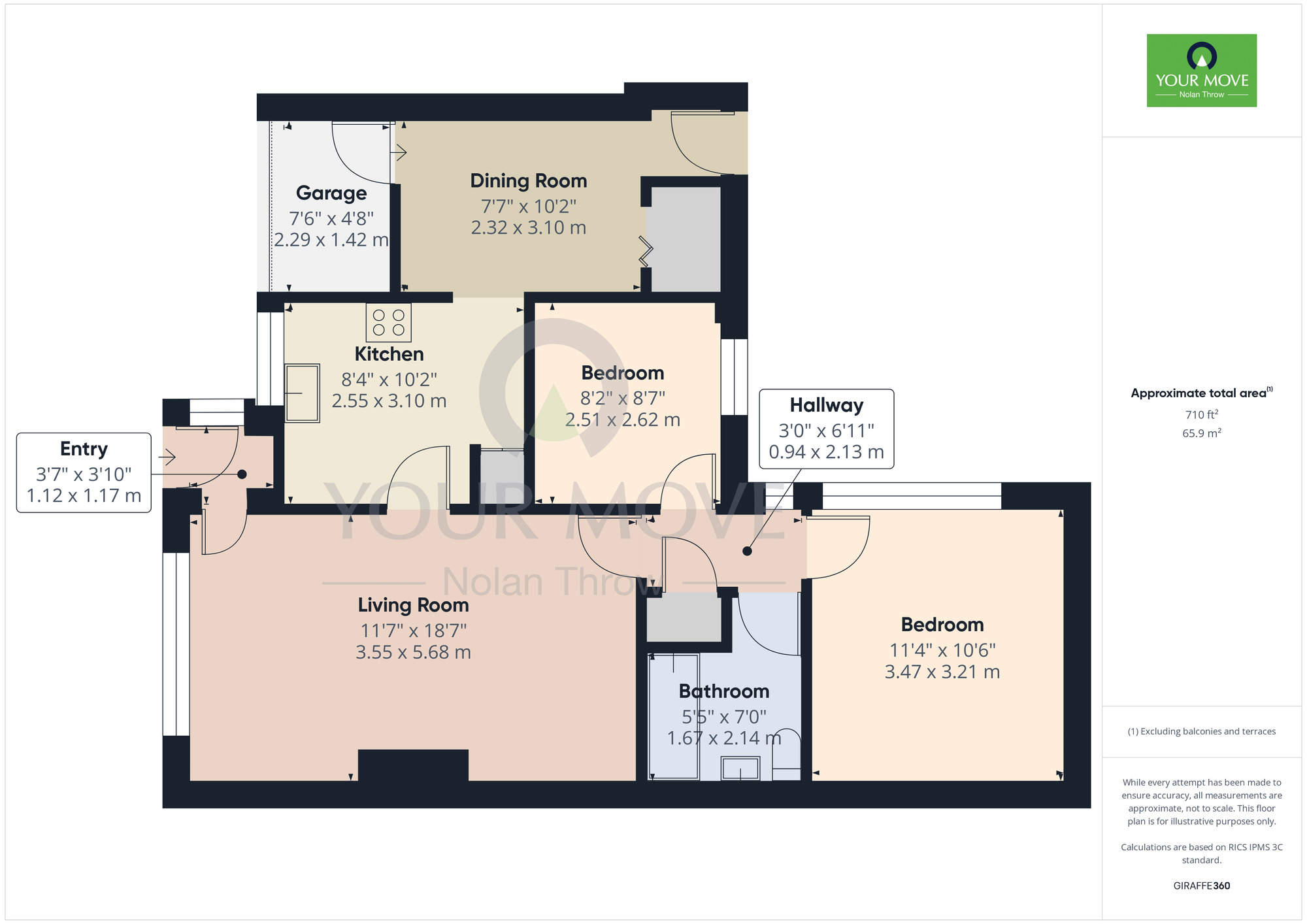 Floorplan of 2 bedroom Link Detached Bungalow for sale, Obelisk Rise, Kingsthorpe, Northamptonshire, NN2