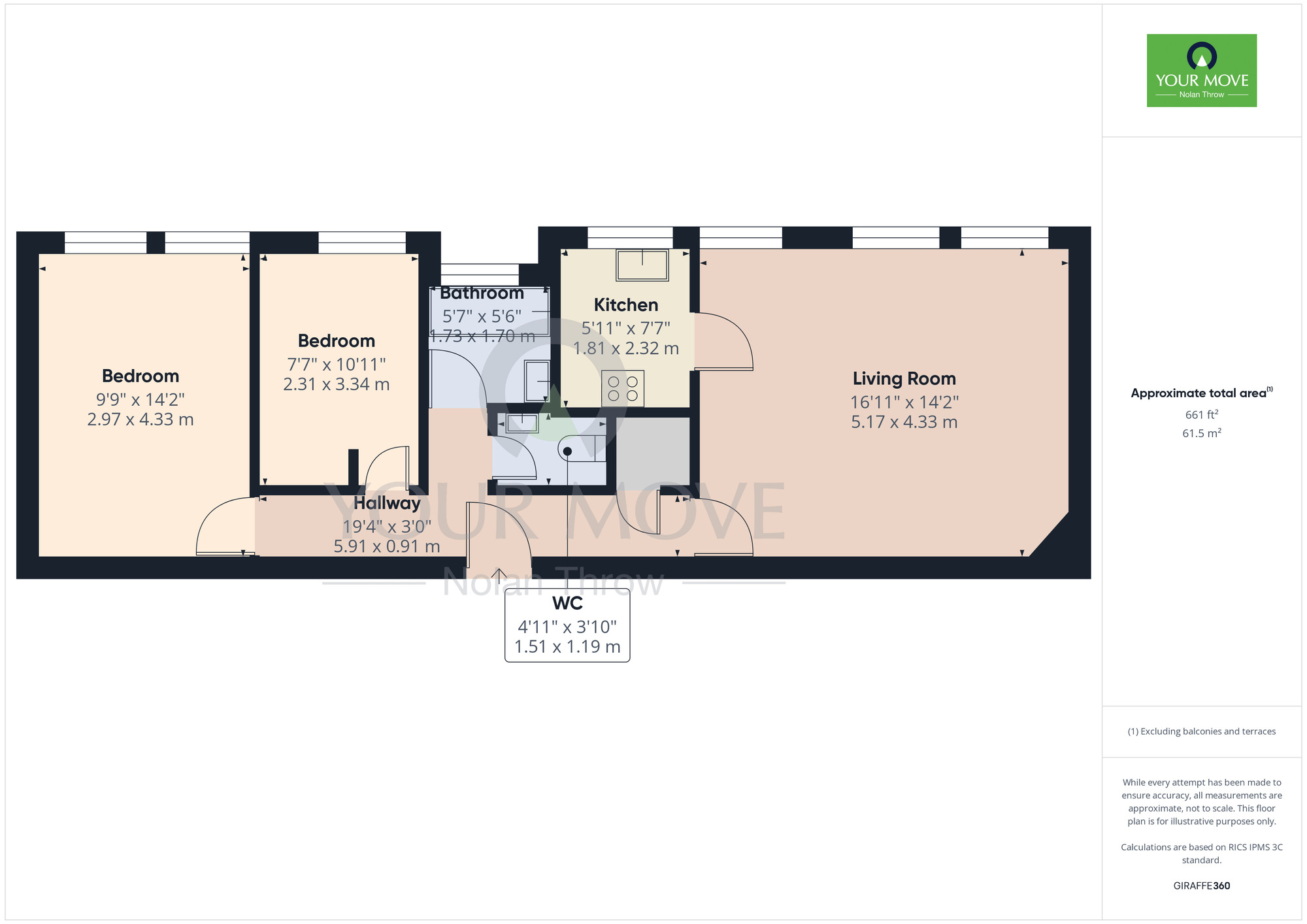 Floorplan of 2 bedroom  Flat for sale, Adnitt Road, Abington, Northampton, Northamptonshire, NN1