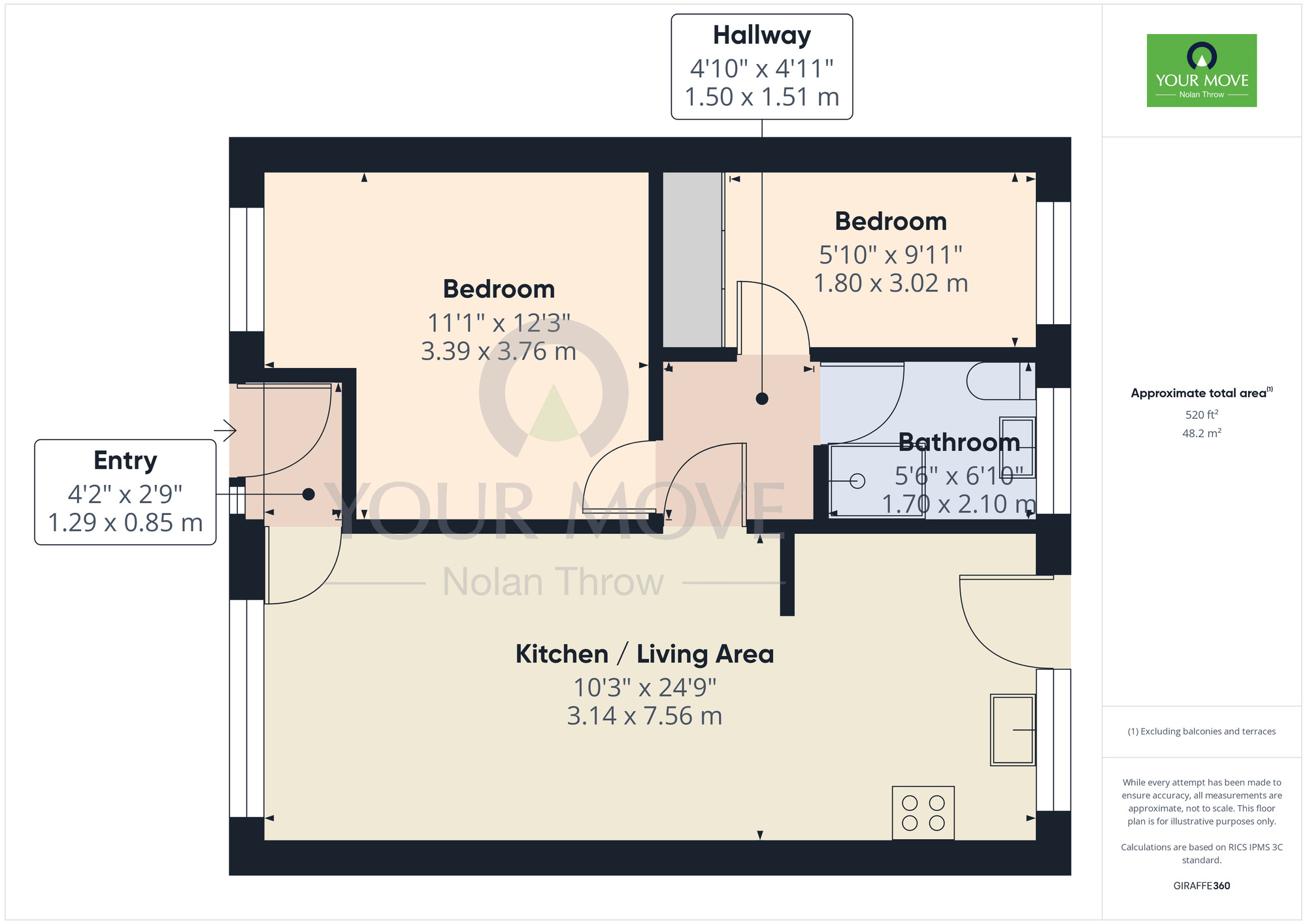 Floorplan of 2 bedroom Mid Terrace Bungalow for sale, Acre Lane, Kingsthorpe, Northamptonshire, NN2