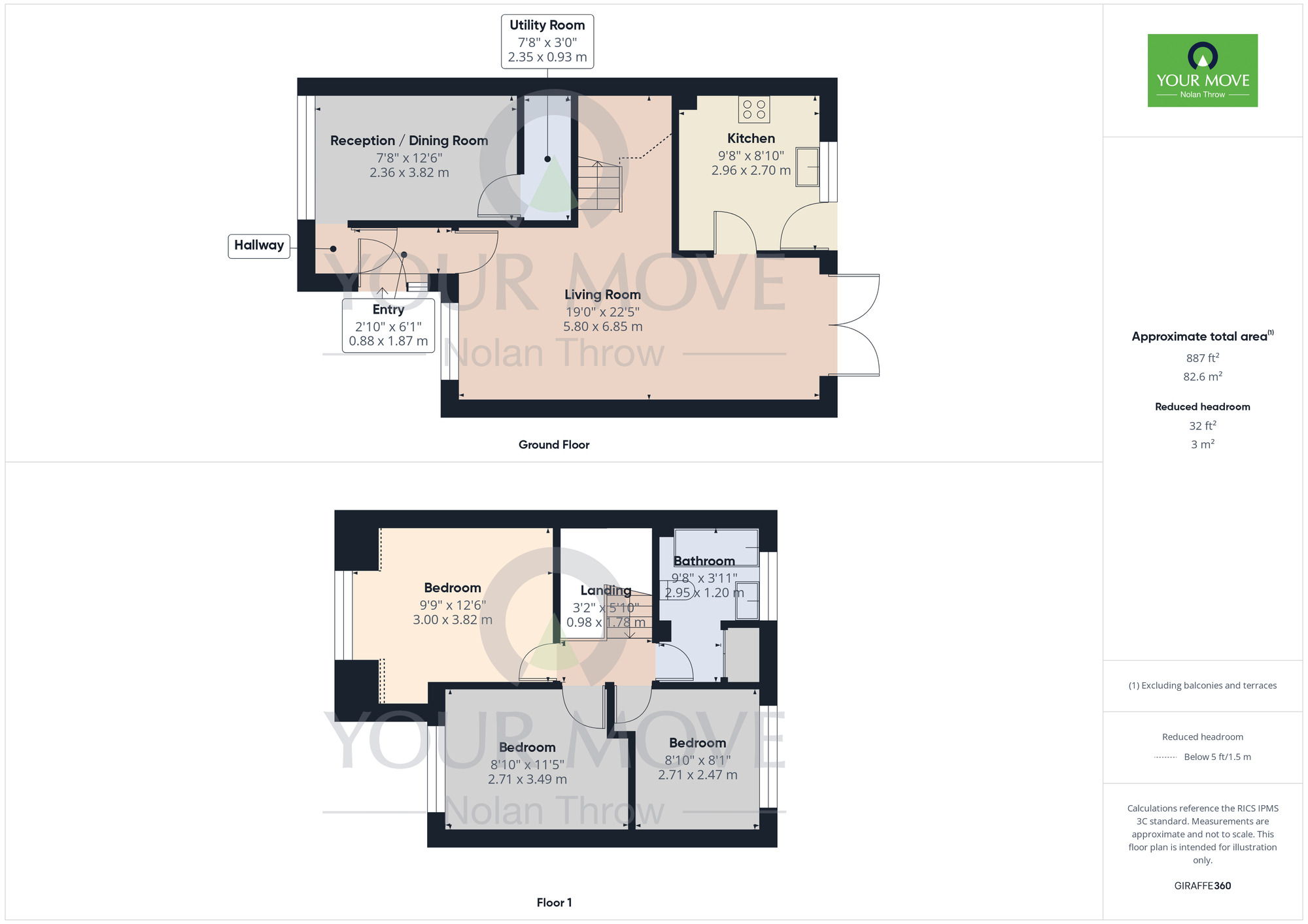 Floorplan of 3 bedroom End Terrace House for sale, Ash Rise, Kingsthorpe, Northamptonshire, NN2