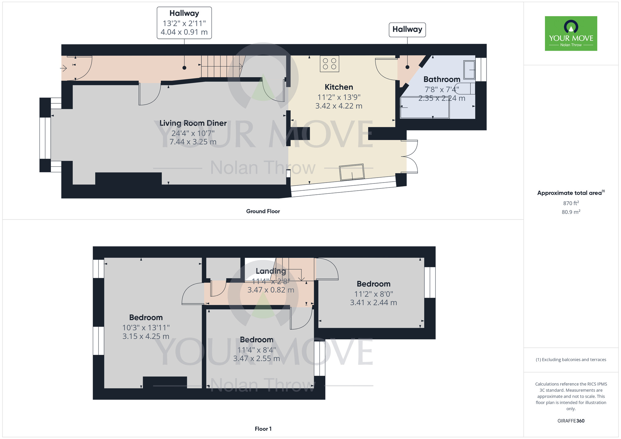 Floorplan of 3 bedroom Mid Terrace House for sale, Boughton Green Road, Northampton, Northamptonshire, NN2