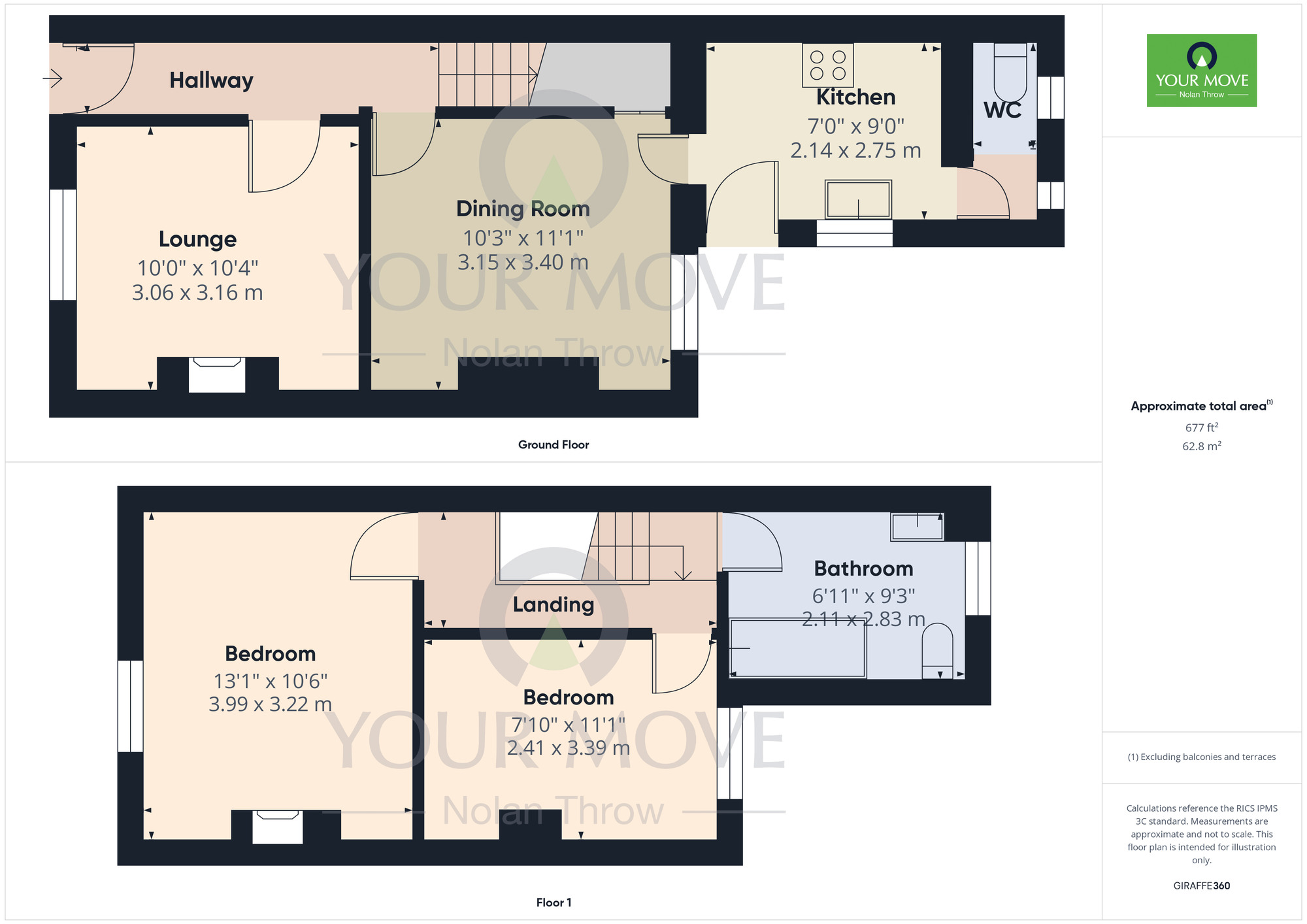 Floorplan of 2 bedroom Mid Terrace House for sale, Baker Street, Semilong, Northampton, NN2