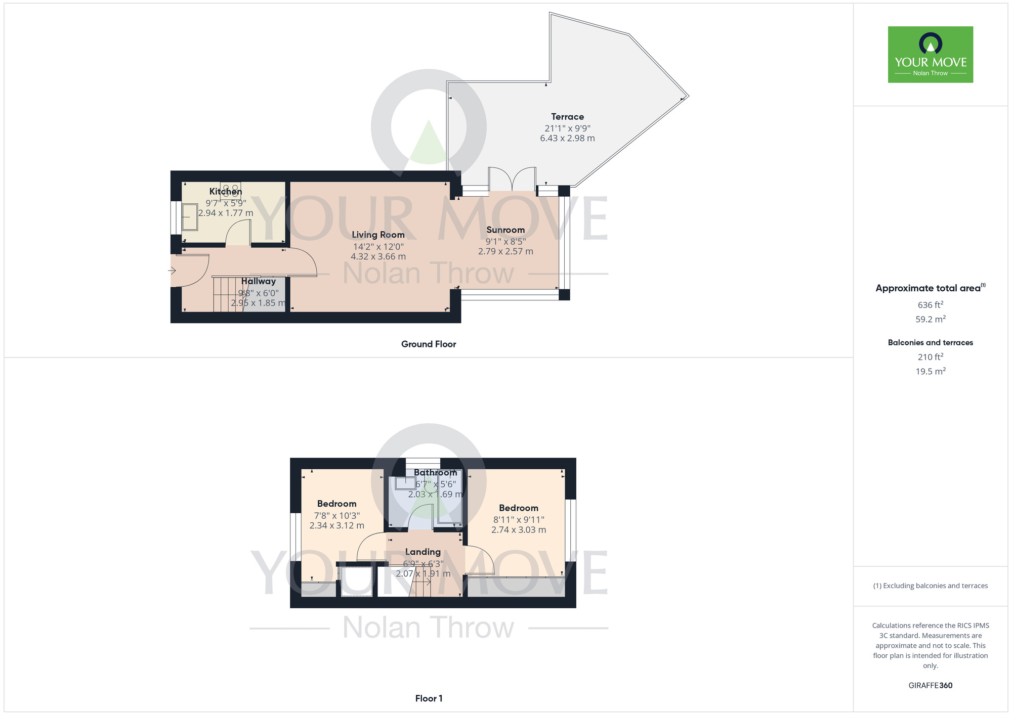 Floorplan of 2 bedroom End Terrace House for sale, Aster Close, Northampton, Northamptonshire, NN3