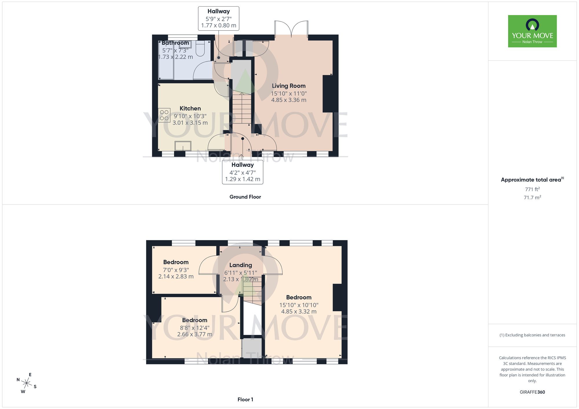 Floorplan of 3 bedroom Mid Terrace House for sale, Carlton Road, Kingsley, Northampton, West Northamptonshire, NN2