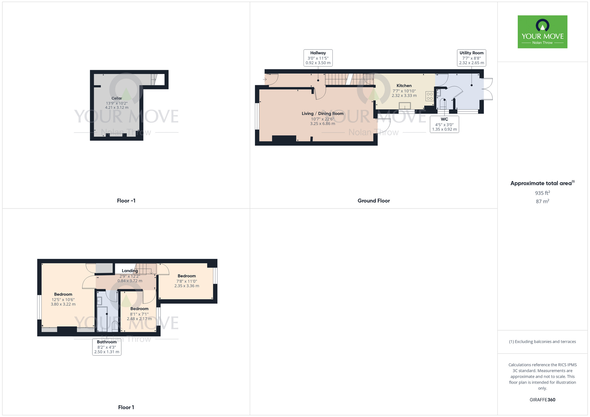 Floorplan of 3 bedroom Mid Terrace House for sale, Stanhope Road, Queens Park, Northamptonshire, NN2