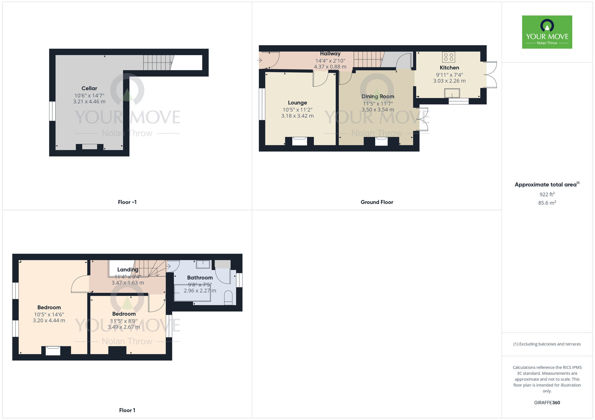 Floorplan of 2 bedroom Mid Terrace House for sale, Washington Street, Northampton, Northamptonshire, NN2
