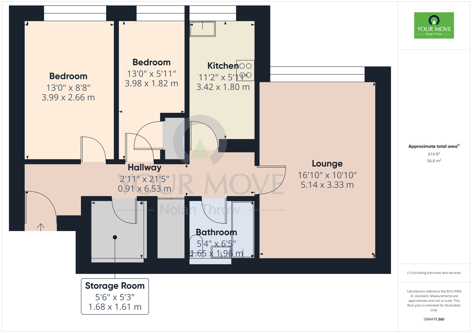 Floorplan of 2 bedroom  Flat for sale, Lone Pine Court, Brixworth, Northamptonshire, NN6