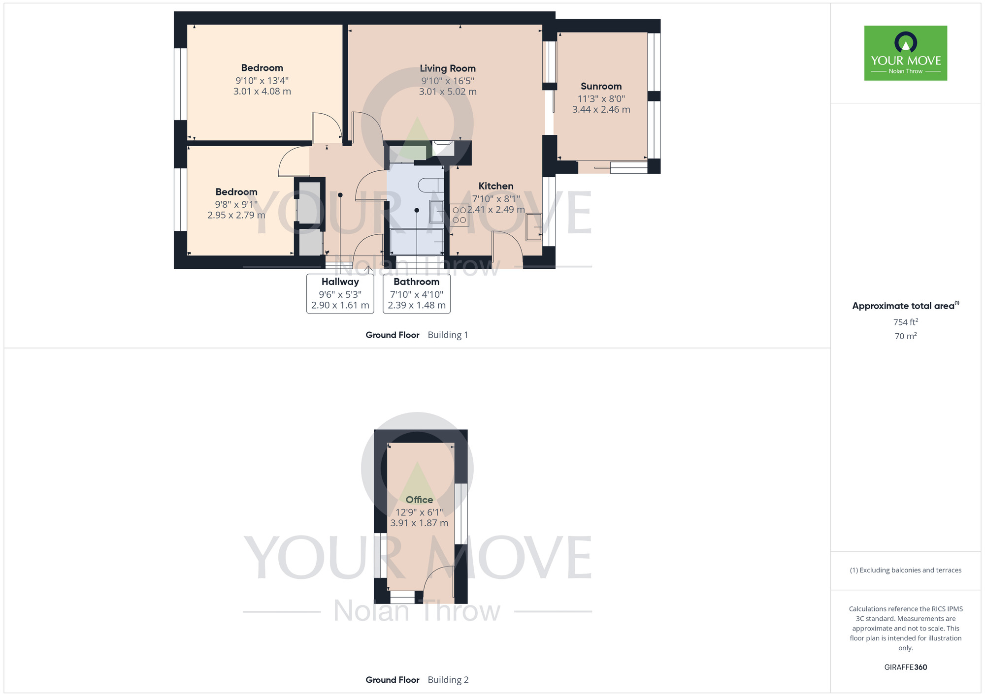 Floorplan of 2 bedroom Detached Bungalow for sale, Dowthorpe Hill, Earls Barton, Northampton, NN6