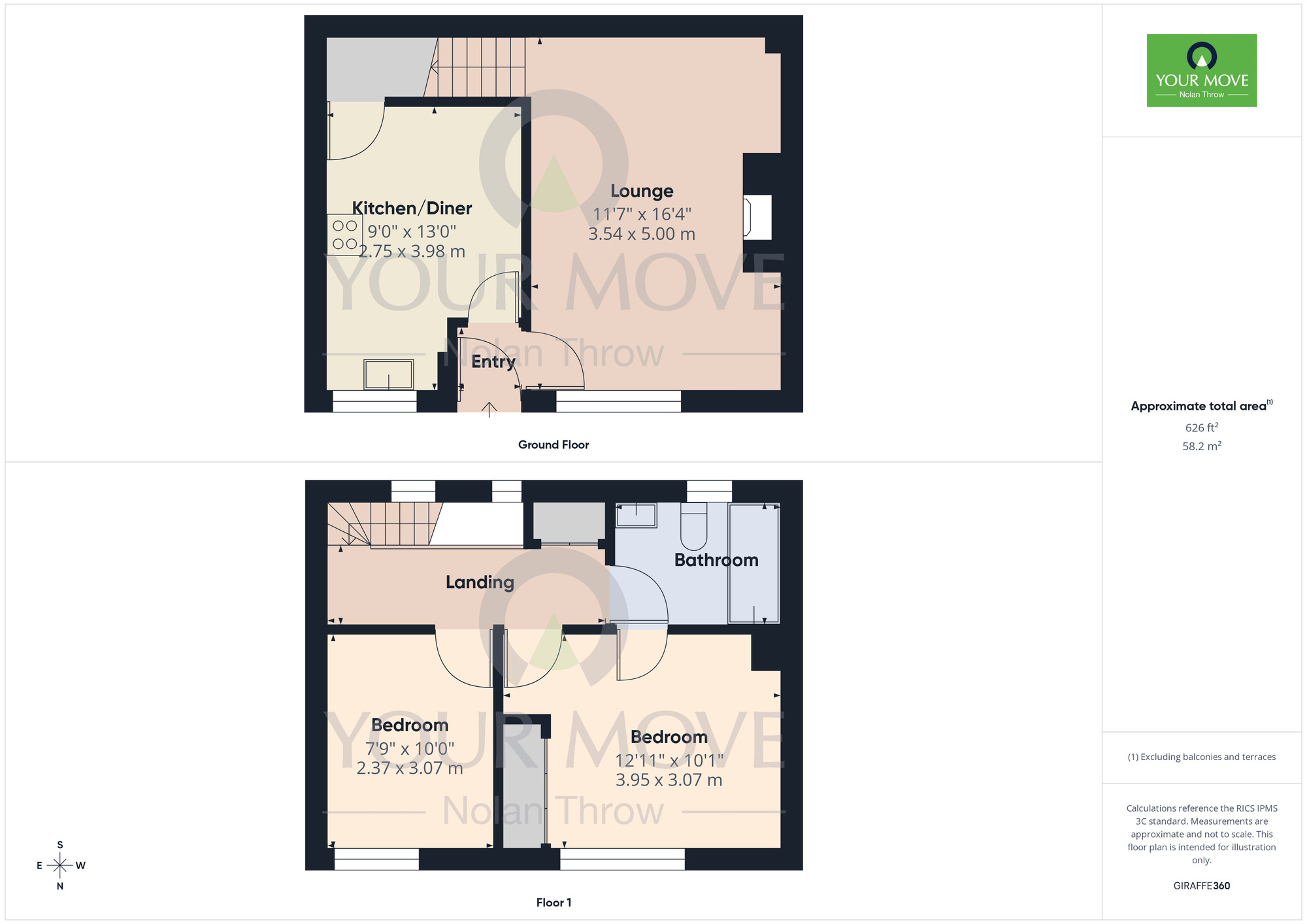 Floorplan of 2 bedroom Mid Terrace House to rent, Ashby Gardens, Moulton, Northampton, NN3