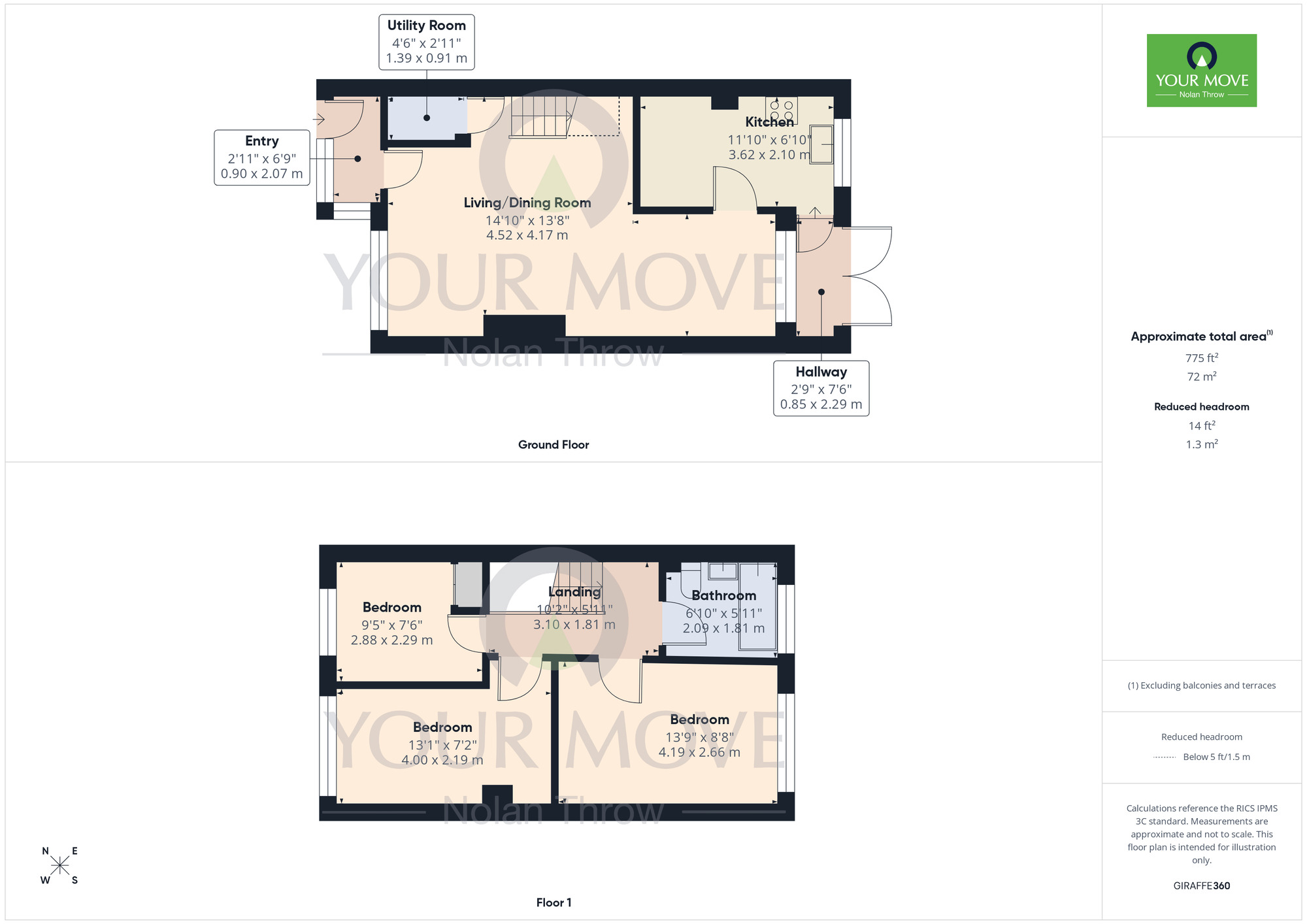 Floorplan of 3 bedroom Semi Detached House to rent, Grasscroft, Kingsthorpe, Northampton, NN2
