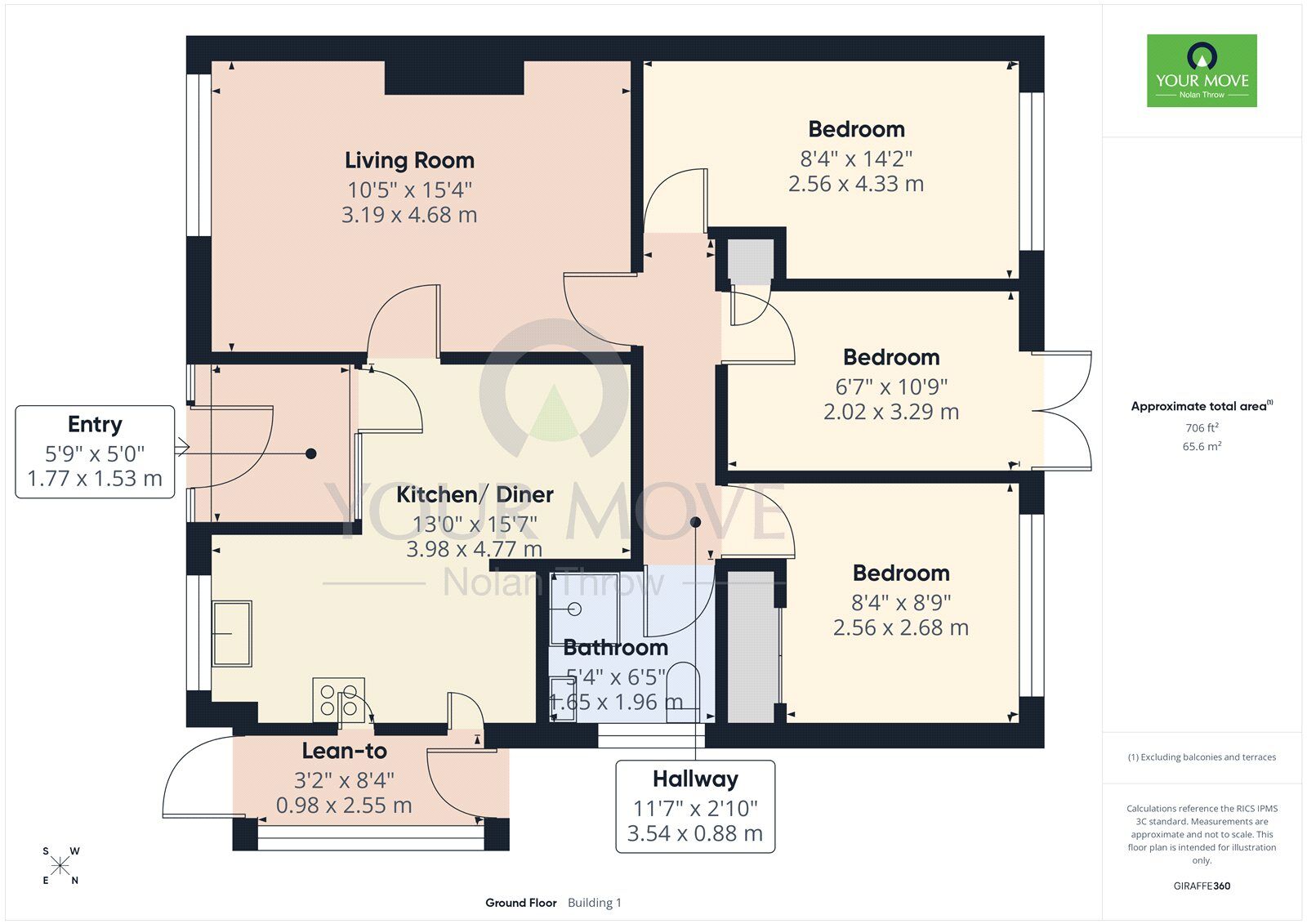 Floorplan of 3 bedroom Semi Detached Bungalow for sale, Redland Drive, Kingsthorpe, Northampton, NN2